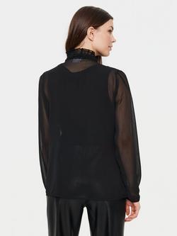 Saint Tropez Lija Chiffon Ruffle Shirt, Black - view 2, Black