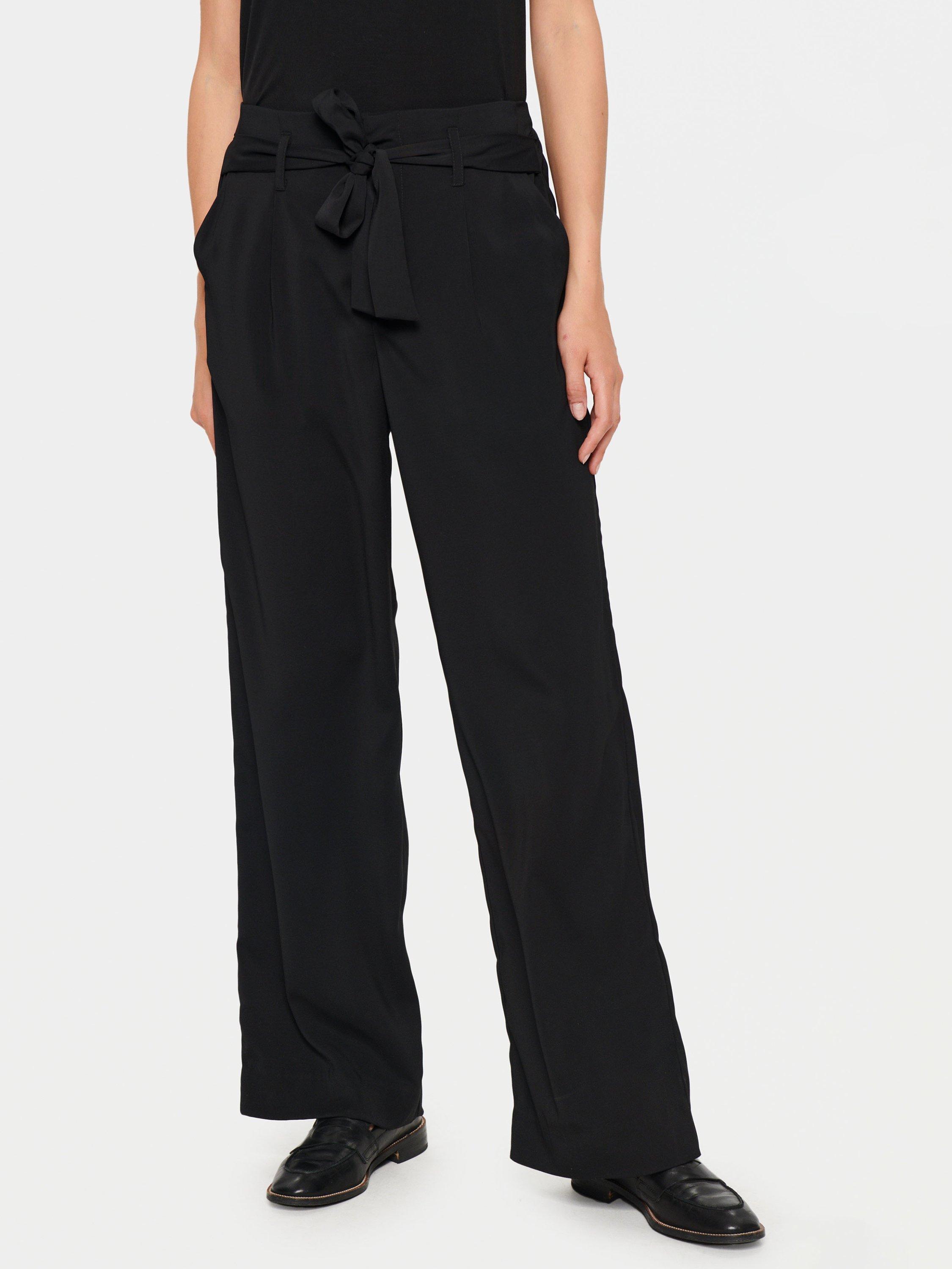 Saint Tropez  Andrea Wide Leg Tying Belt Trousers, Black