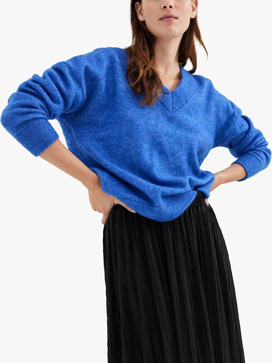 SELECTED FEMME Wool Blend V-Neck Jumper, Nebulas Blue