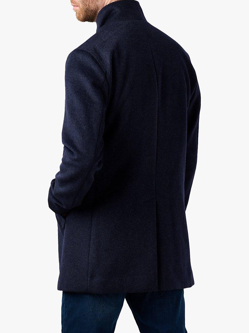 Product image 2 of 2, which shows Guards London Lynmouth Wool Blend Funnel Neck Overcoat, Blue, 36R