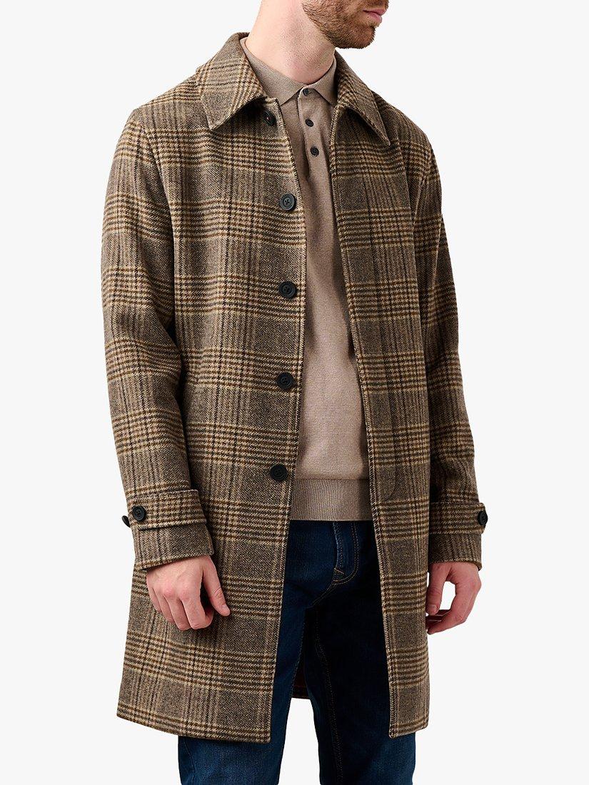 Product image 1 of 2, which shows Guards London Northwold Check Wool Blend Overcoat, Brown/Multi, 36R