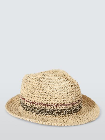 John Lewis Packable Trilby Straw Hat, Natural - view 2, Natural
