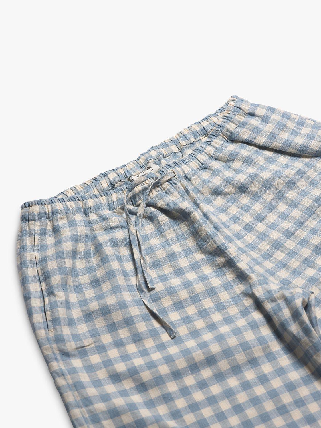 Product image 3 of 4, which shows Piglet in Bed Gingham Pyjama Trouser Set, Warm Blue Gingham, XS