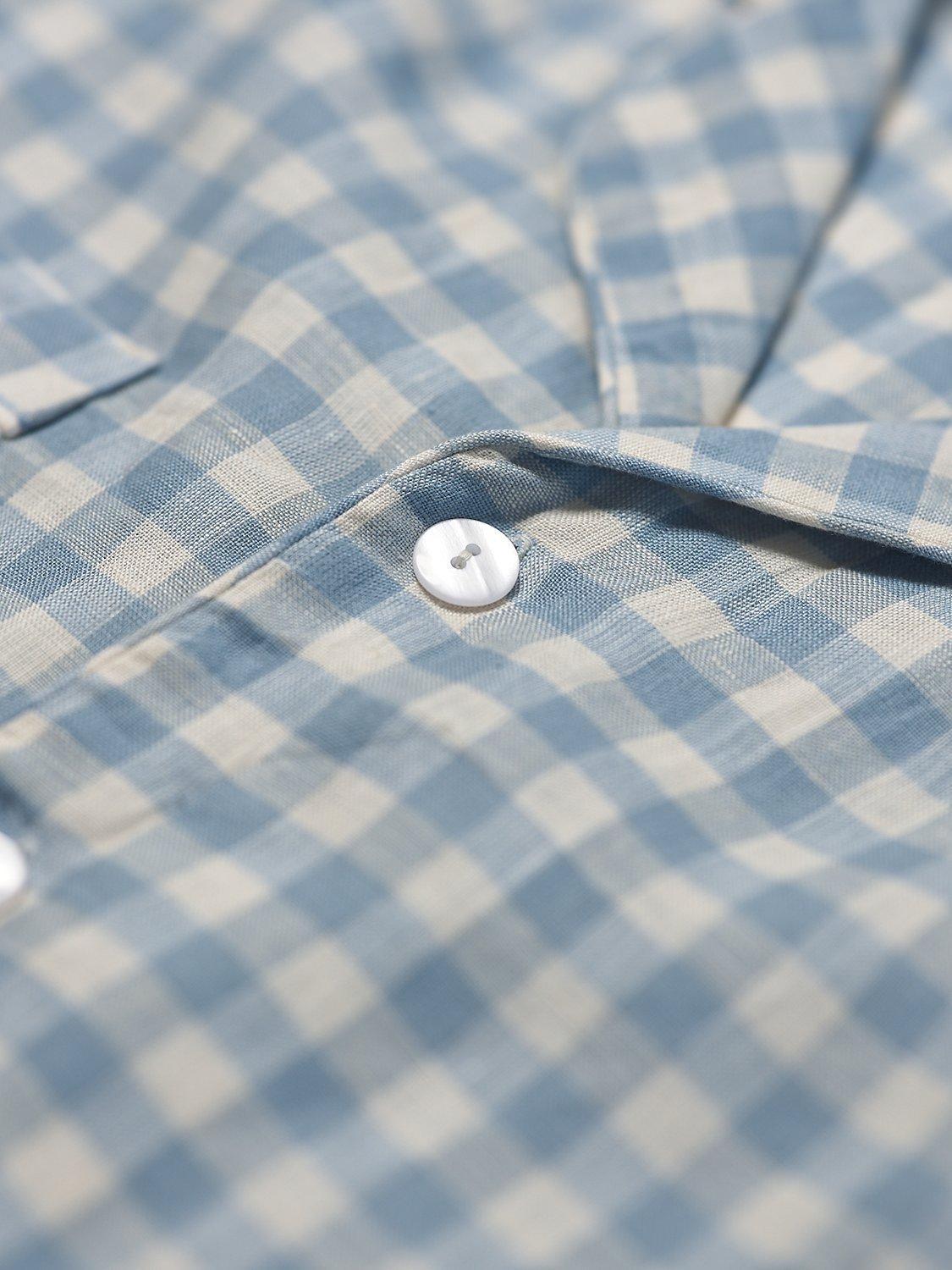 Product image 4 of 4, which shows Piglet in Bed Gingham Pyjama Trouser Set, Warm Blue Gingham, XS