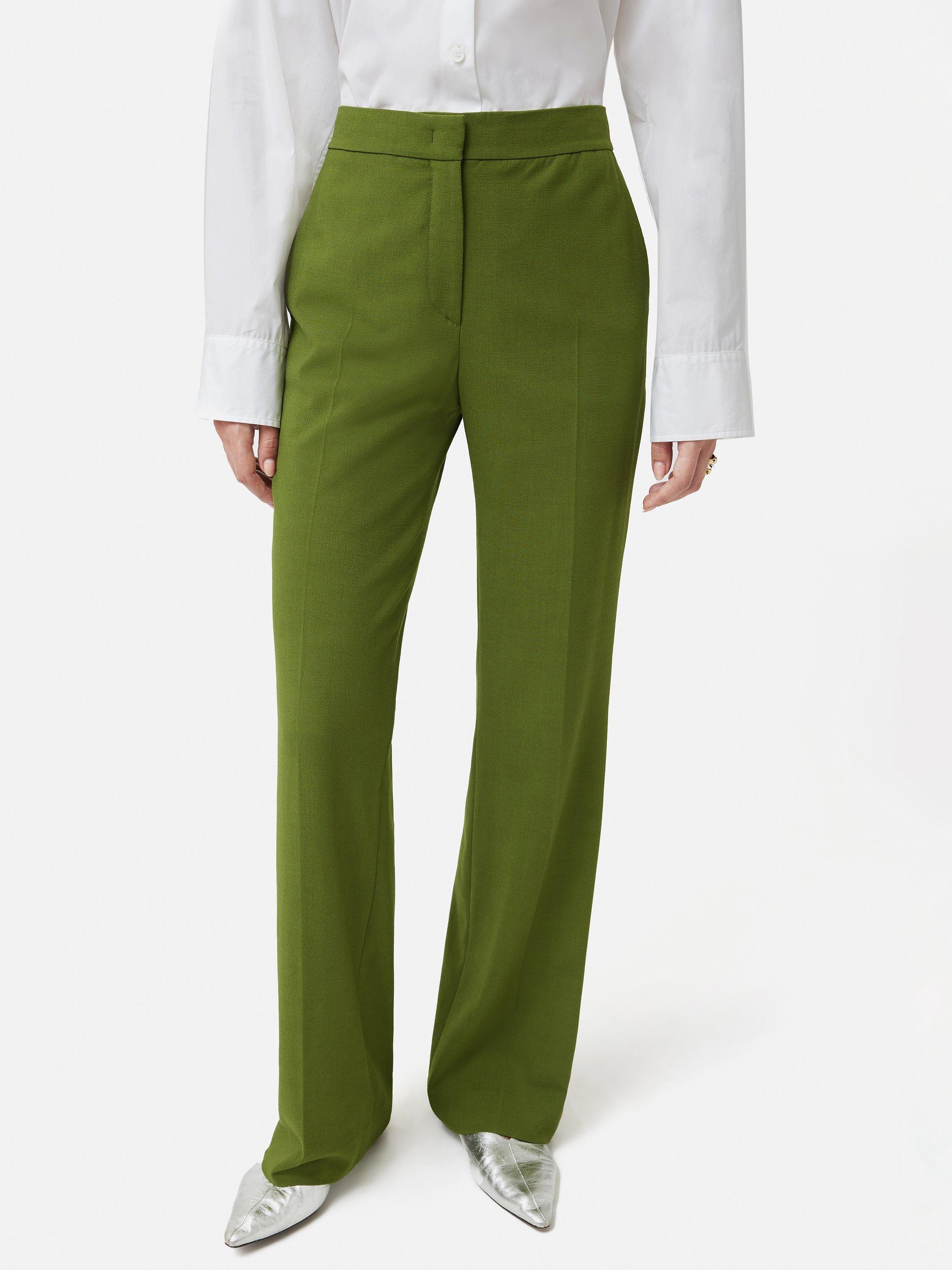 Jigsaw Mason Crosshatch Kick-Hem Trousers, Green