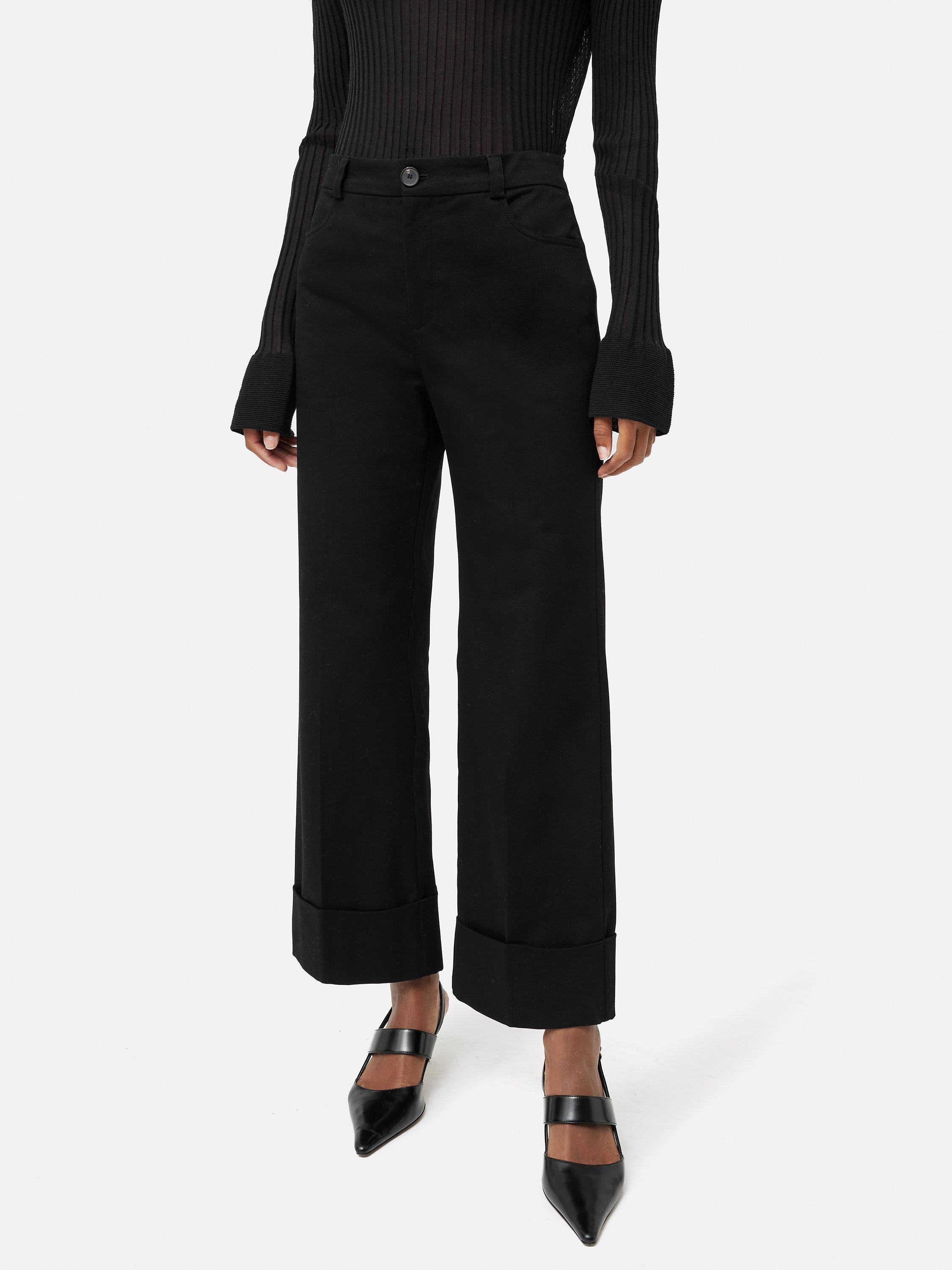 Jigsaw Harley Turn Up Cotton Drill Trousers, Black