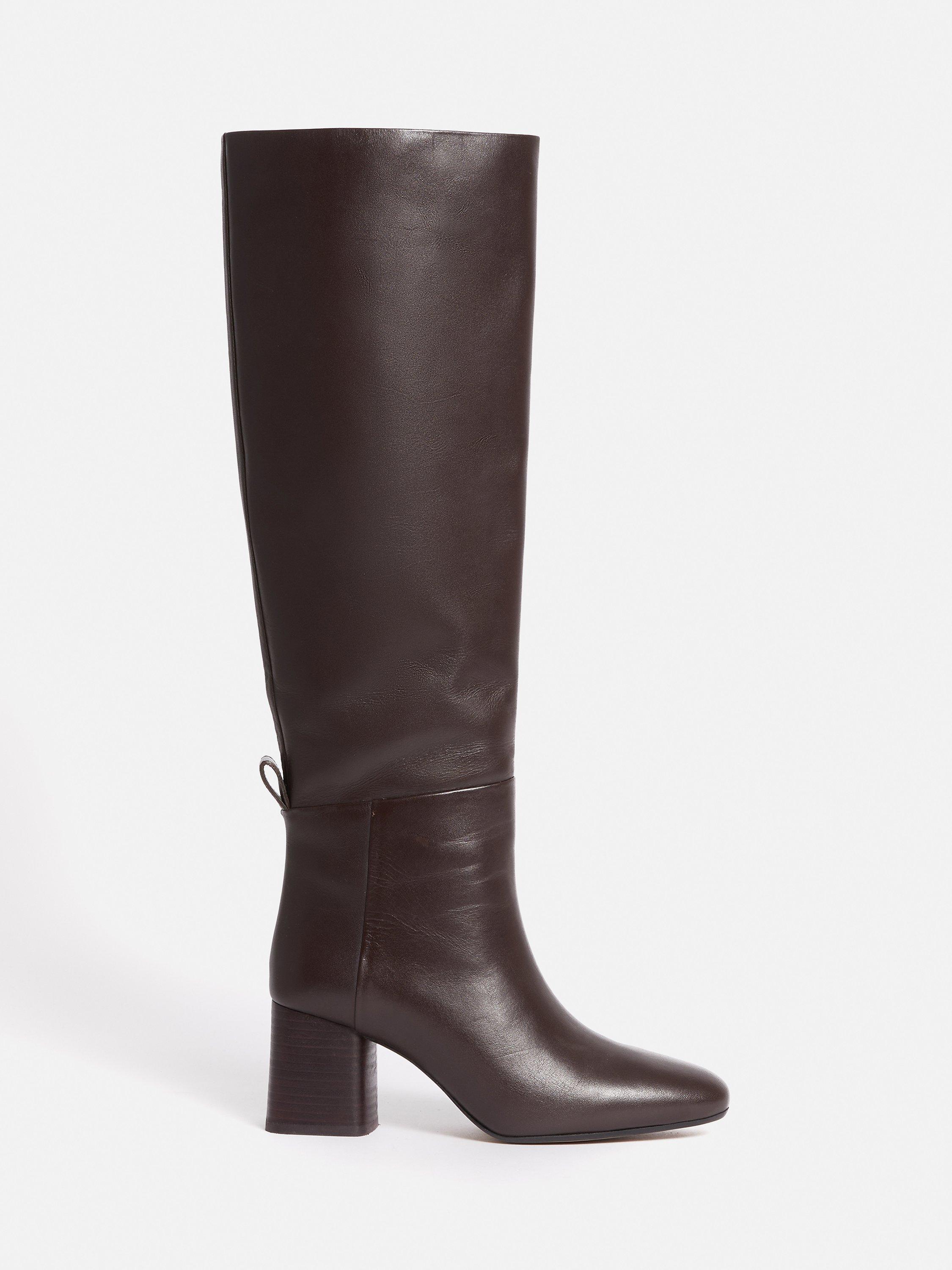 Jigsaw Heeled Leather Riding Boots, Burgundy