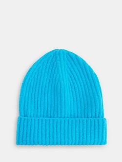 Whistles Wool Mix Rib Beanie, Turquoise