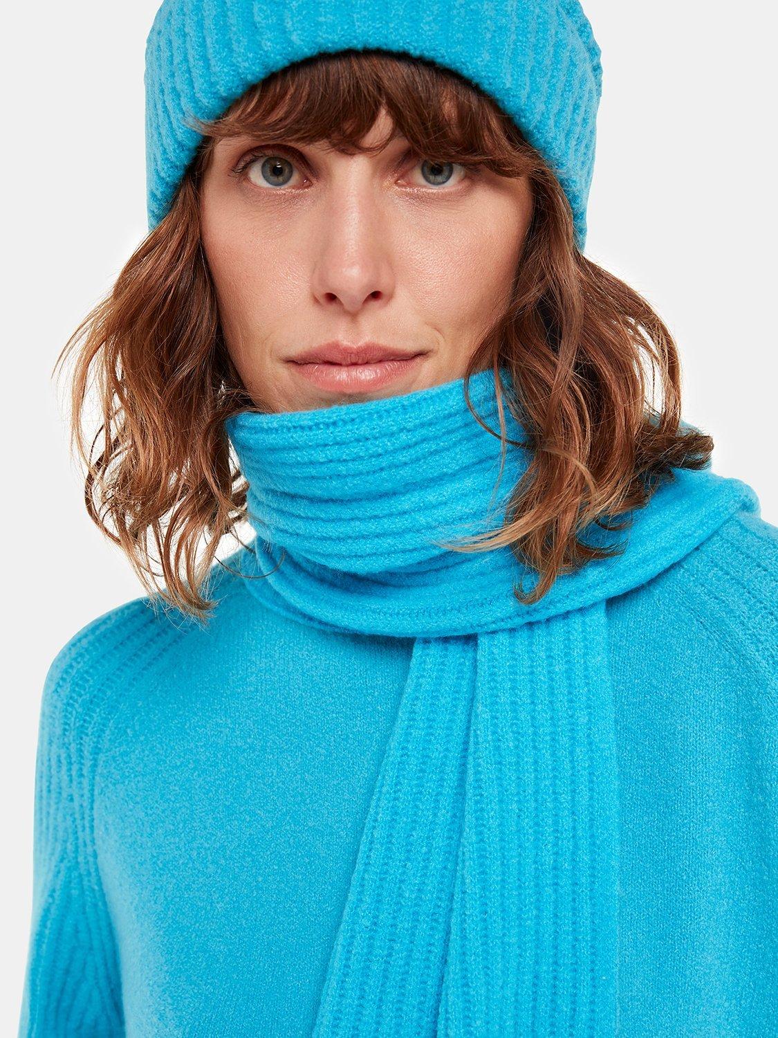 Whistles Rib Knit Scarf, Turquoise, One Size