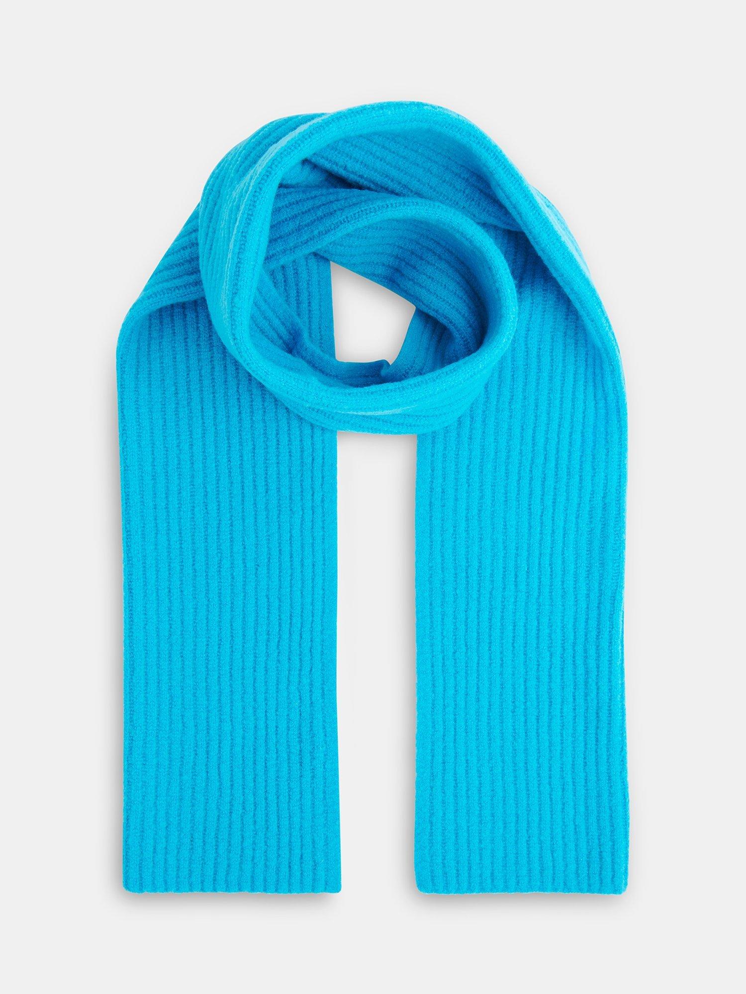 Whistles Rib Knit Scarf, Turquoise, One Size