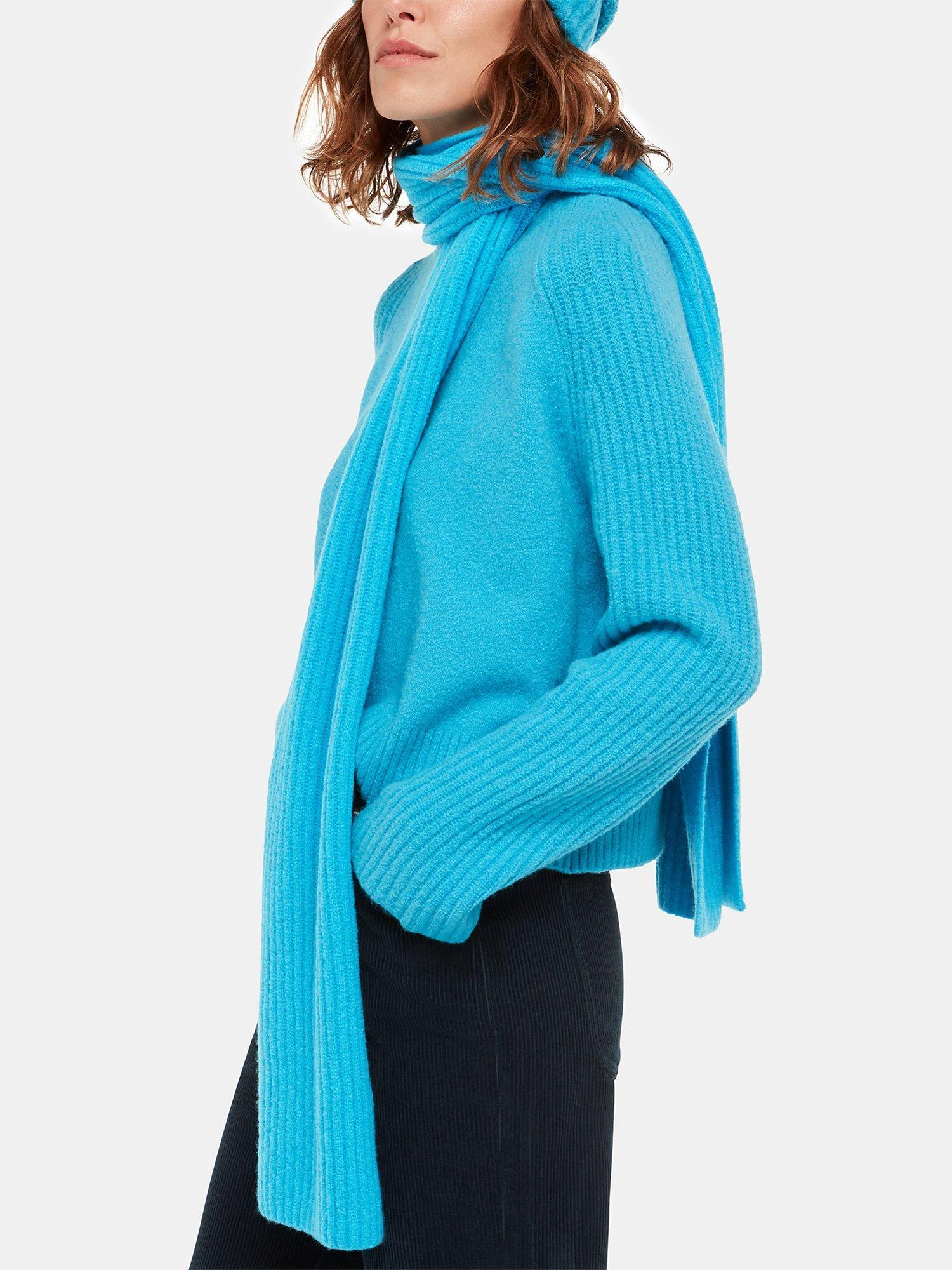 Whistles Rib Knit Scarf, Turquoise, One Size