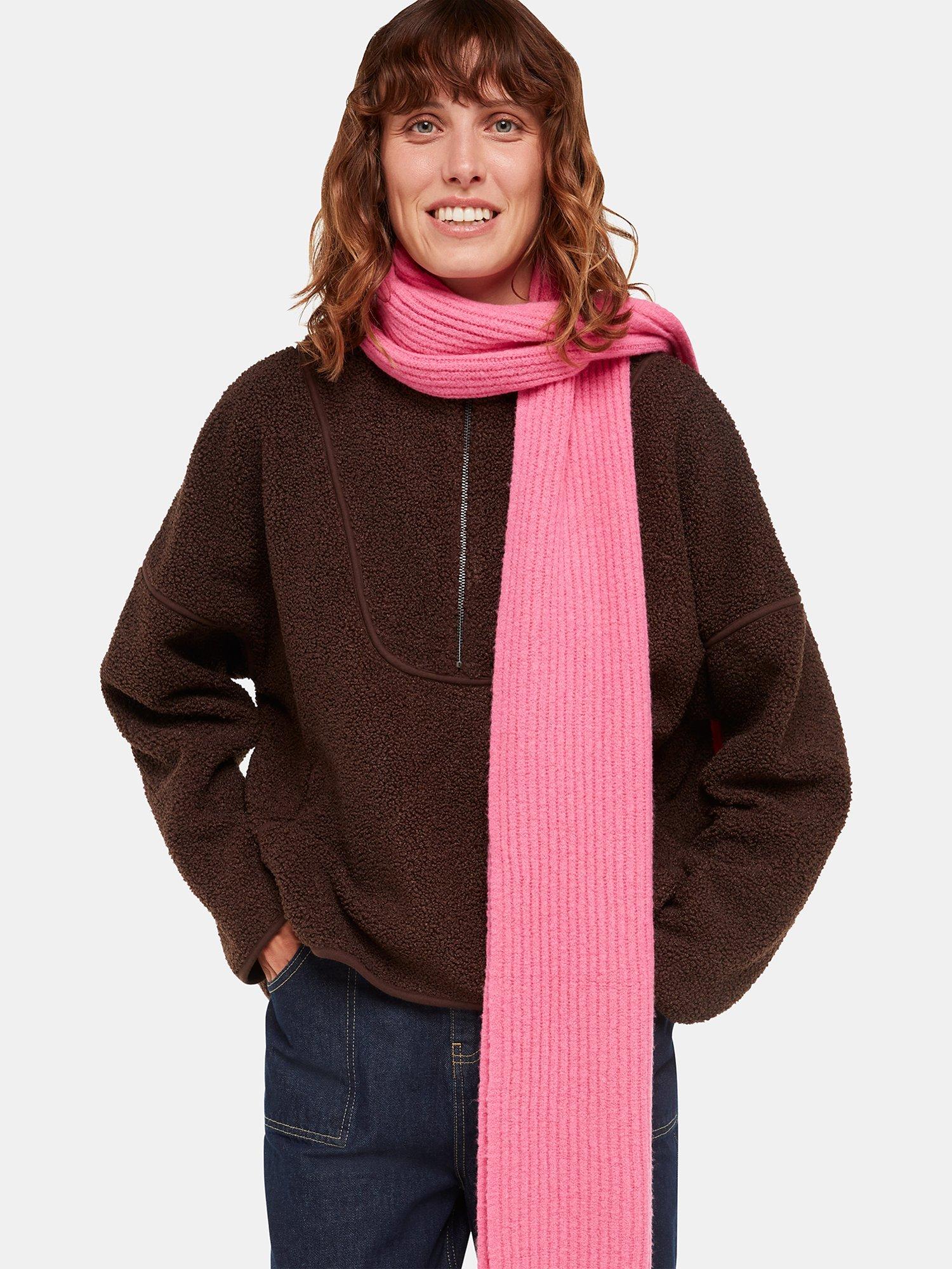 Whistles Rib Knit Scarf, Pink, One Size