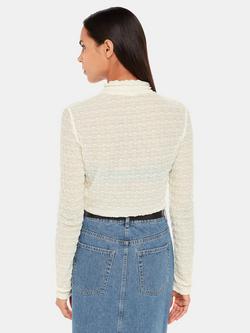 Whistles Textured Ruched Roll Neck Top - view 2, White