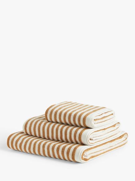 John Lewis Fine Stripe Towels, Caramel