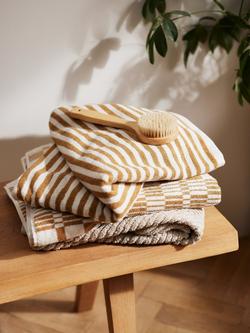 John Lewis Fine Stripe Towels - view 2, Caramel