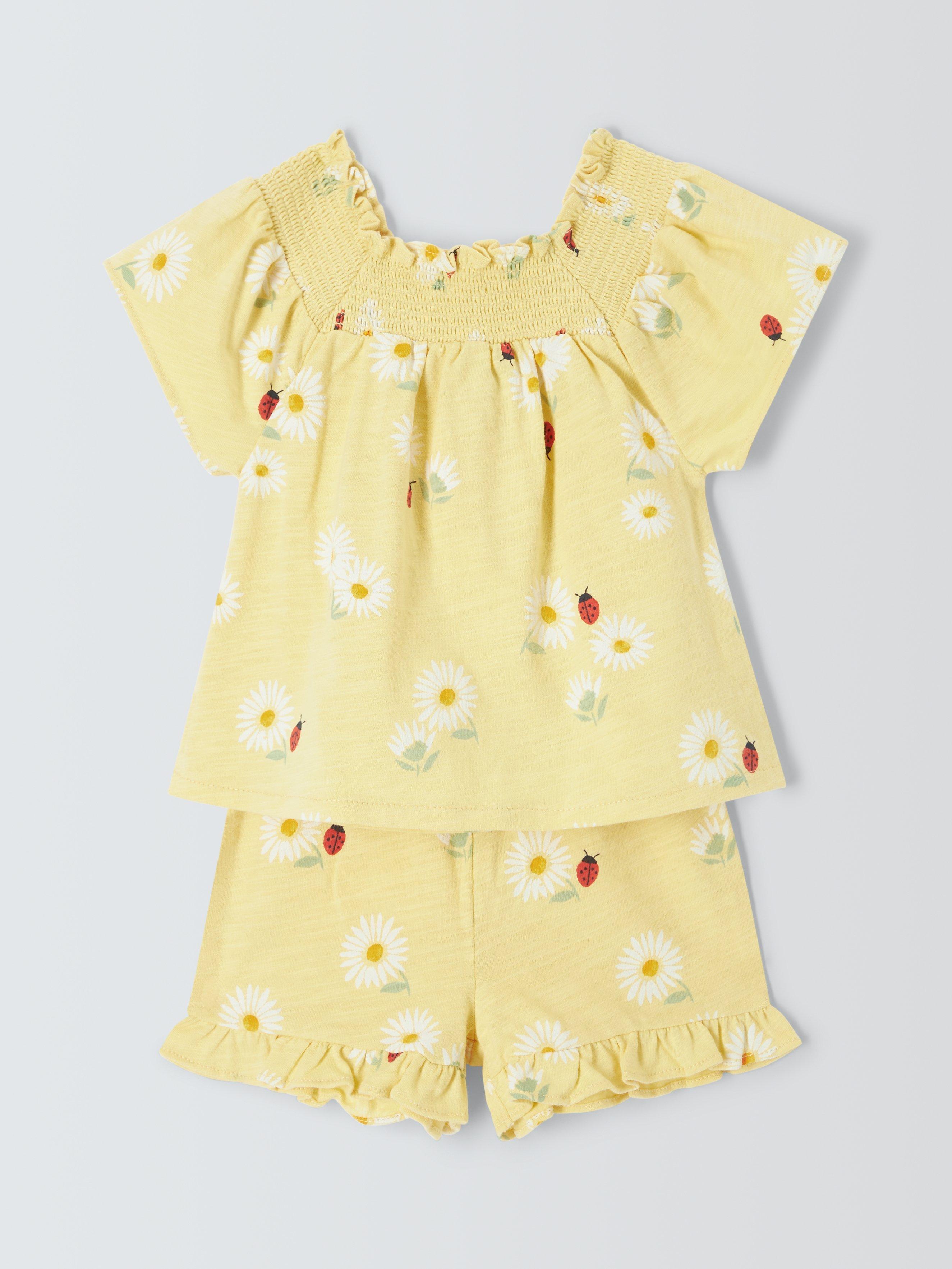 John Lewis Baby Ladybird Top & Shorts Set, Yellow/Multi