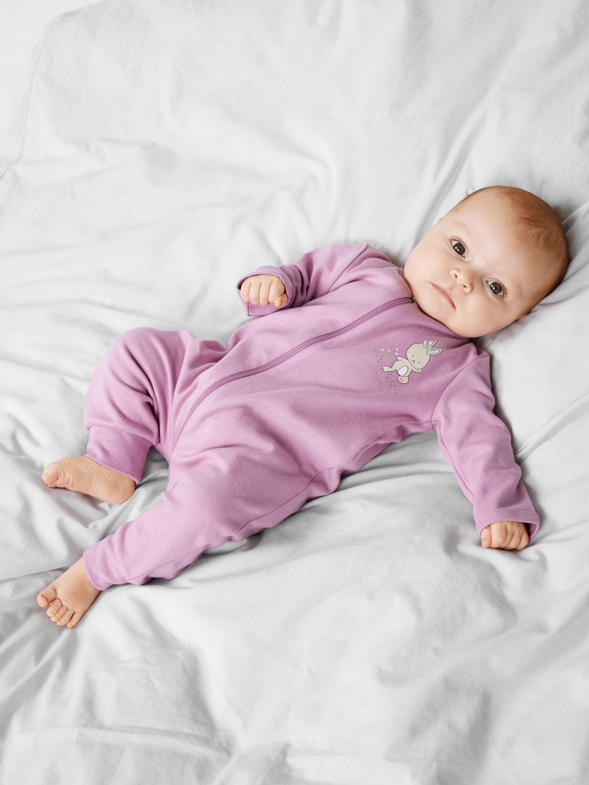 NAME IT Baby Organic Cotton Rabbit Sleepsuit, Orchid Haze