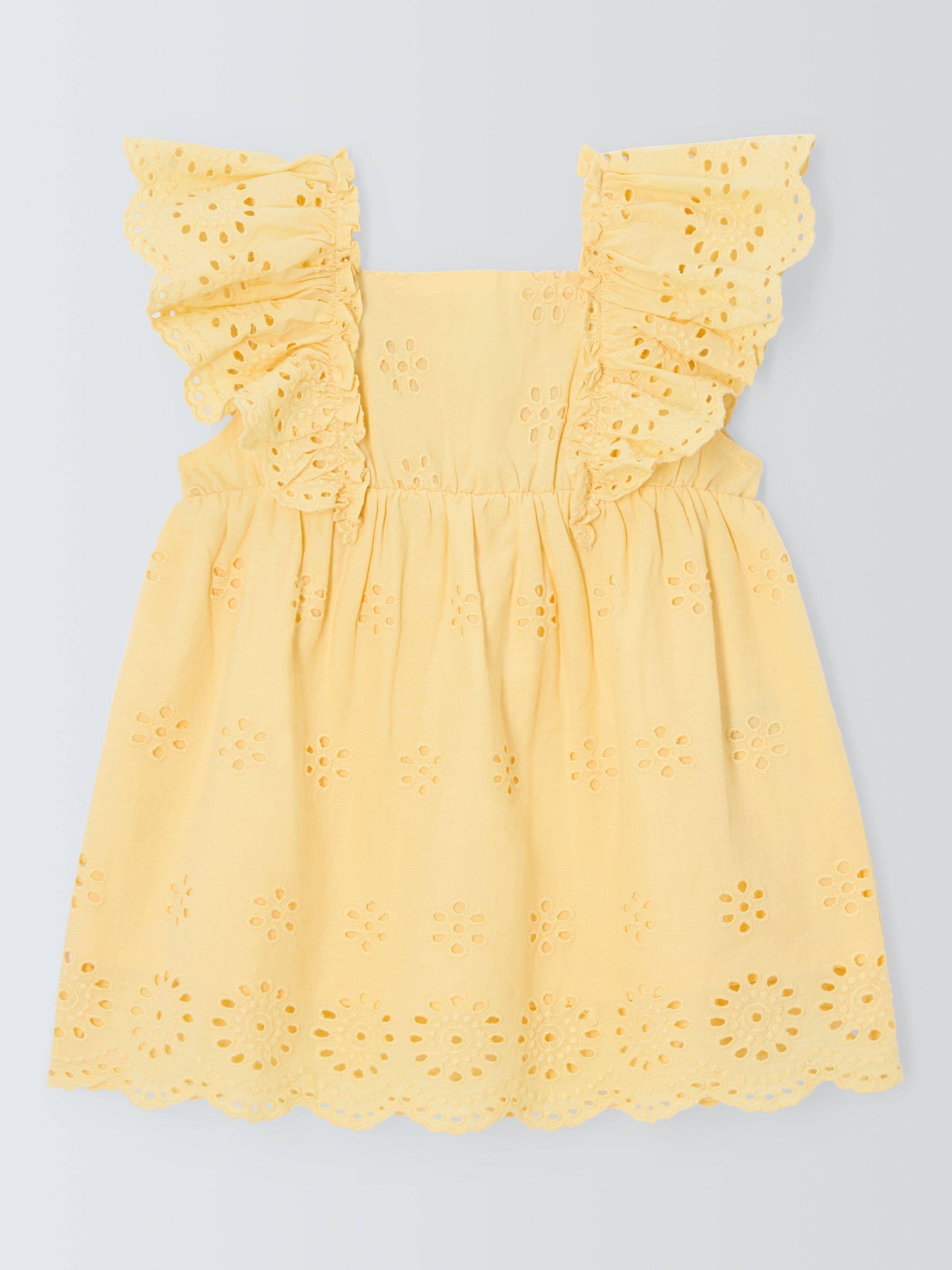 John Lewis Baby Broderie Dress Yellow