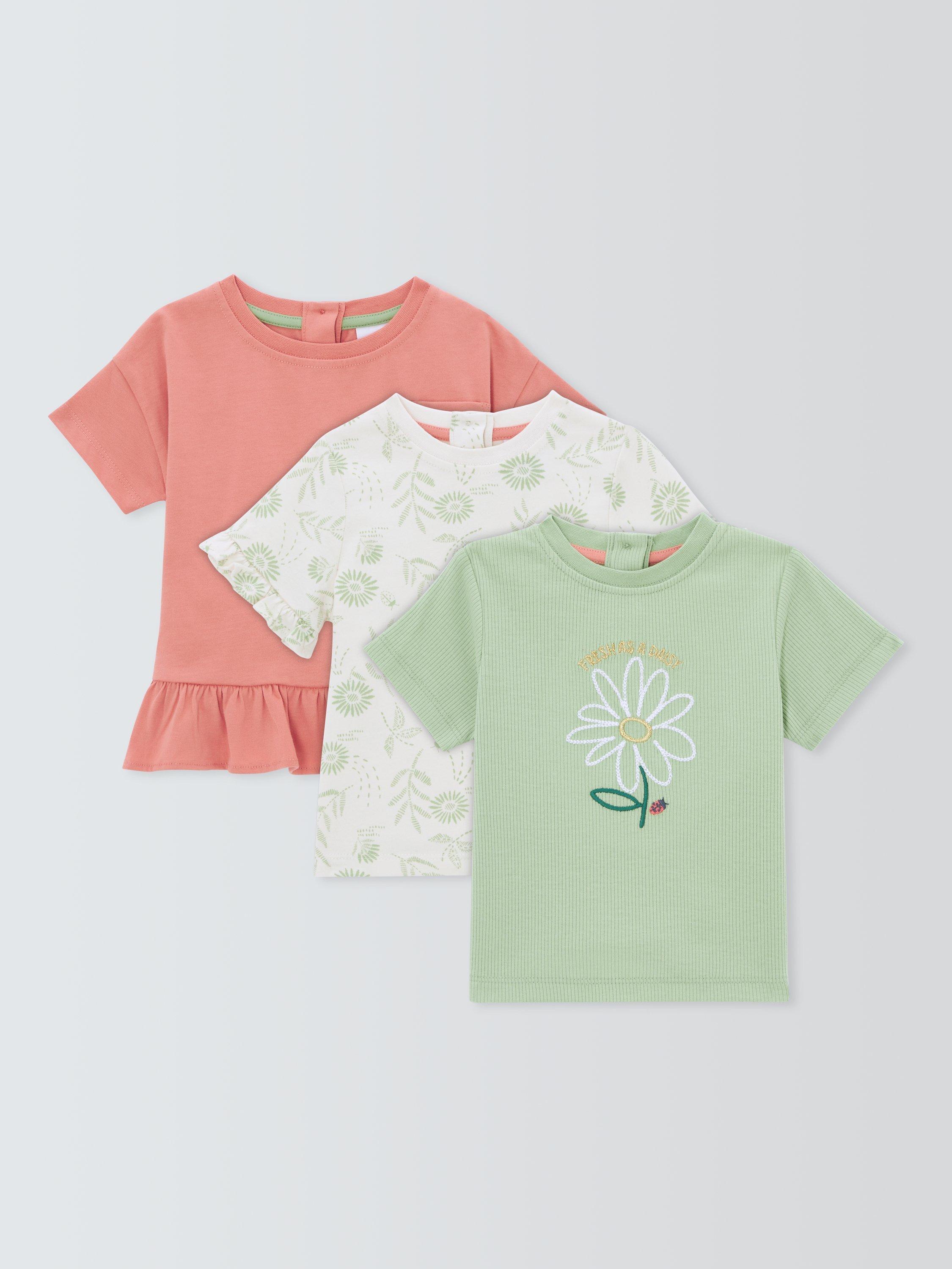 John Lewis Baby Floral Mix Top, Pack of 3, Multi