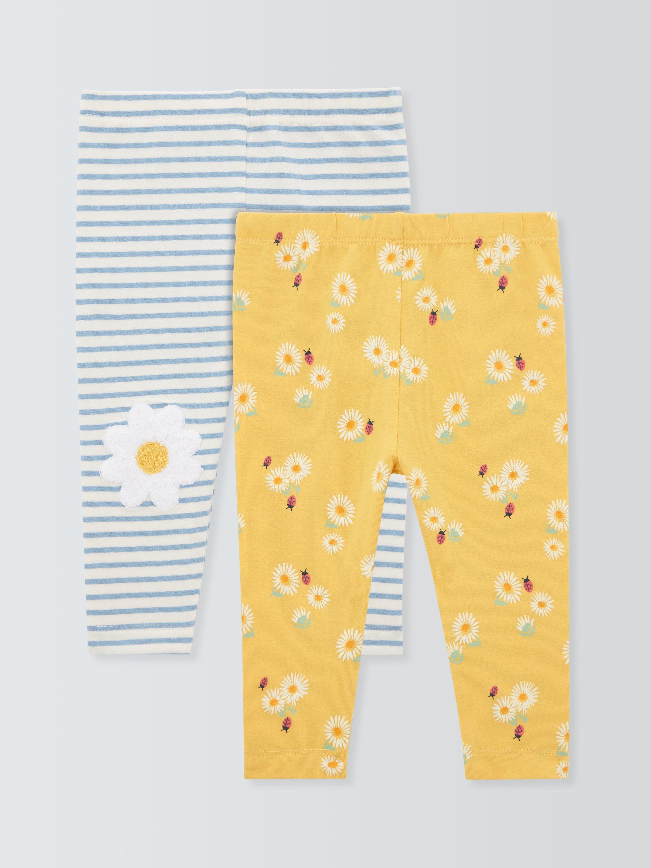 John Lewis Baby Floral Stripe Leggings, Pack of 2, Multi