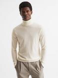 Reiss Cane Long Sleeve Merino Roll Neck Jumper, Bianco