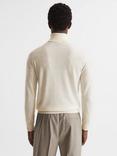Reiss Cane Long Sleeve Merino Roll Neck Jumper, Bianco