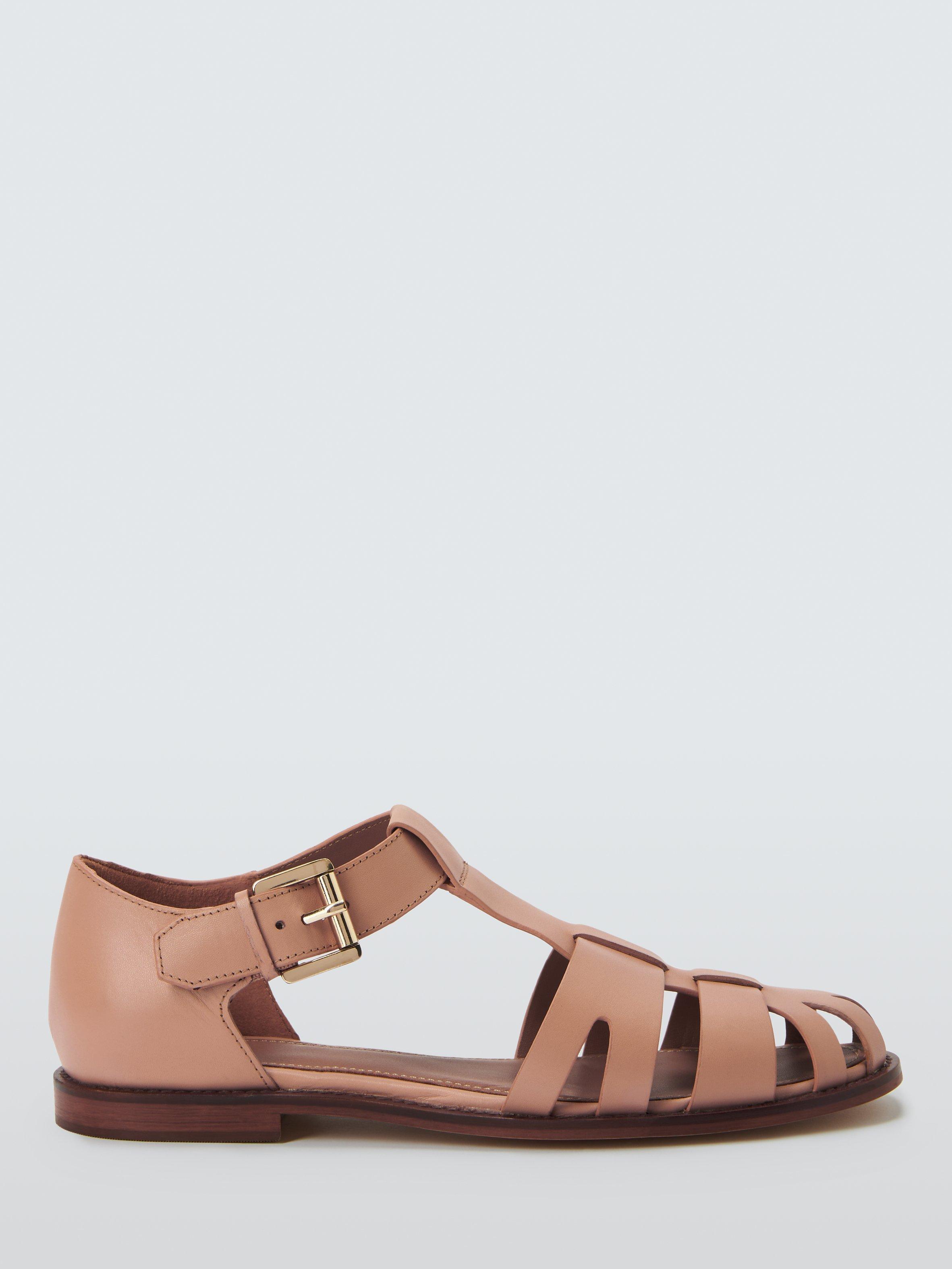 John Lewis Lisbon Leather Caged Fisherman Sandals, Blush