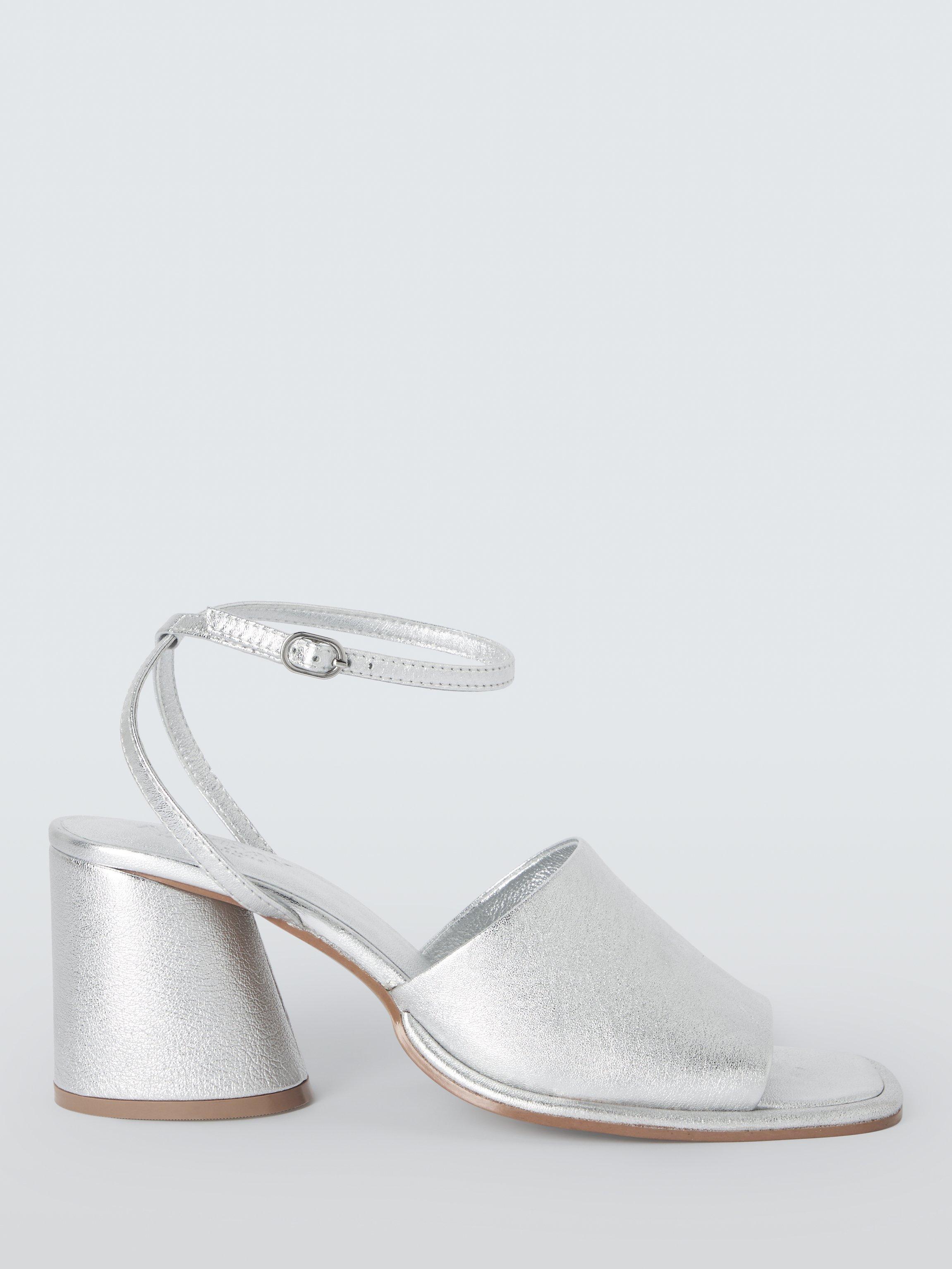 John Lewis ANYDAY Mirror Leather Micro Strap Dressy Sandals, Silver