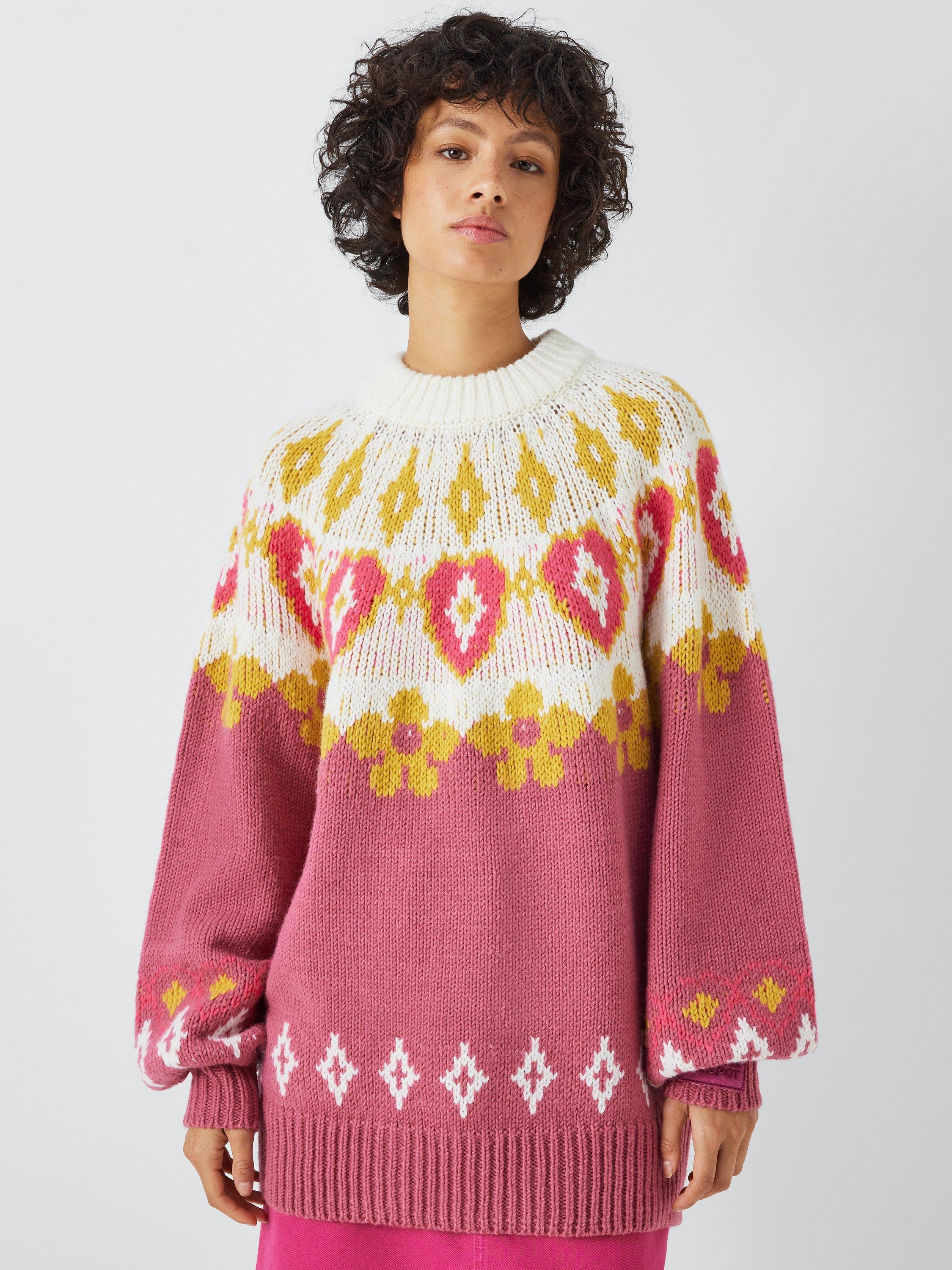 Fabienne Chapot Isey Fair Isle Knit Jumper, Dirty Pink