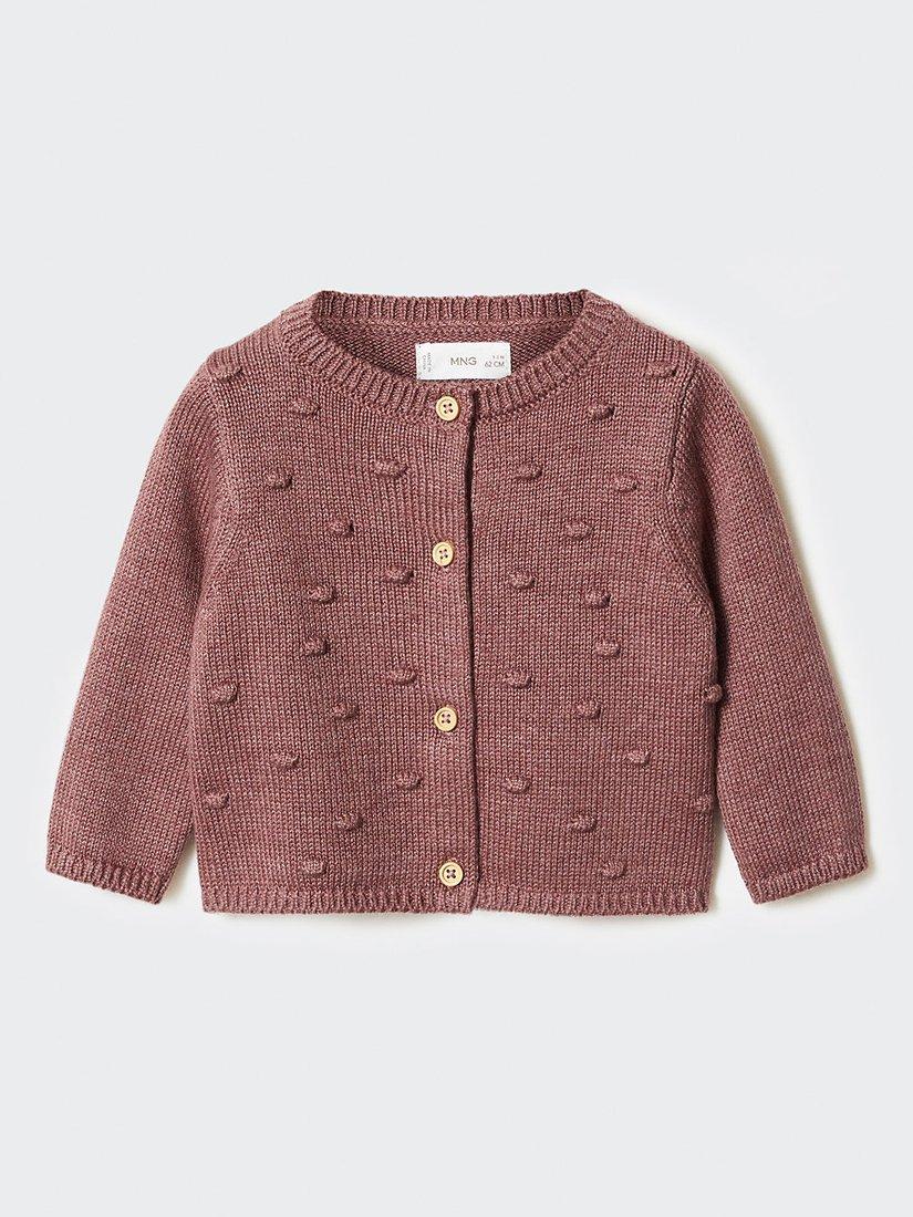 Product image 1 of 4, which shows Mango Baby Lola Embroidered Knit Cardigan, Pink, 1-3 months