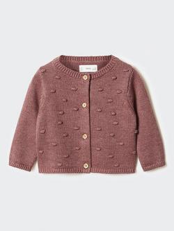 Mango Baby Lola Embroidered Knit Cardigan, Pink, Pink