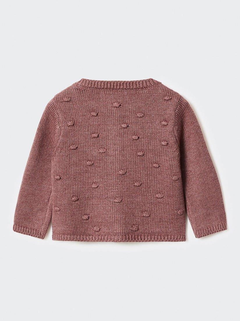 Product image 2 of 4, which shows Mango Baby Lola Embroidered Knit Cardigan, Pink, 1-3 months