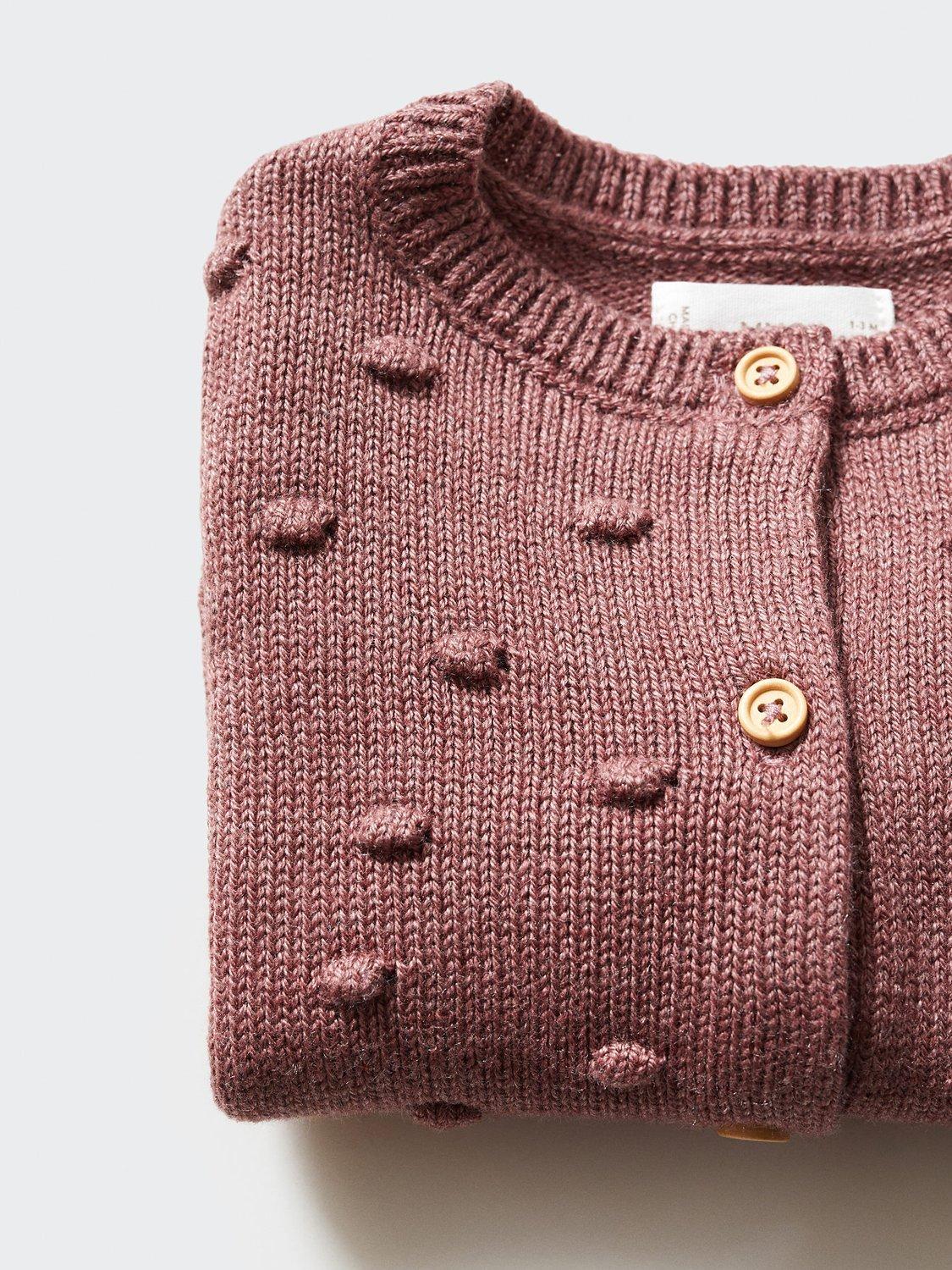 Product image 3 of 4, which shows Mango Baby Lola Embroidered Knit Cardigan, Pink, 1-3 months