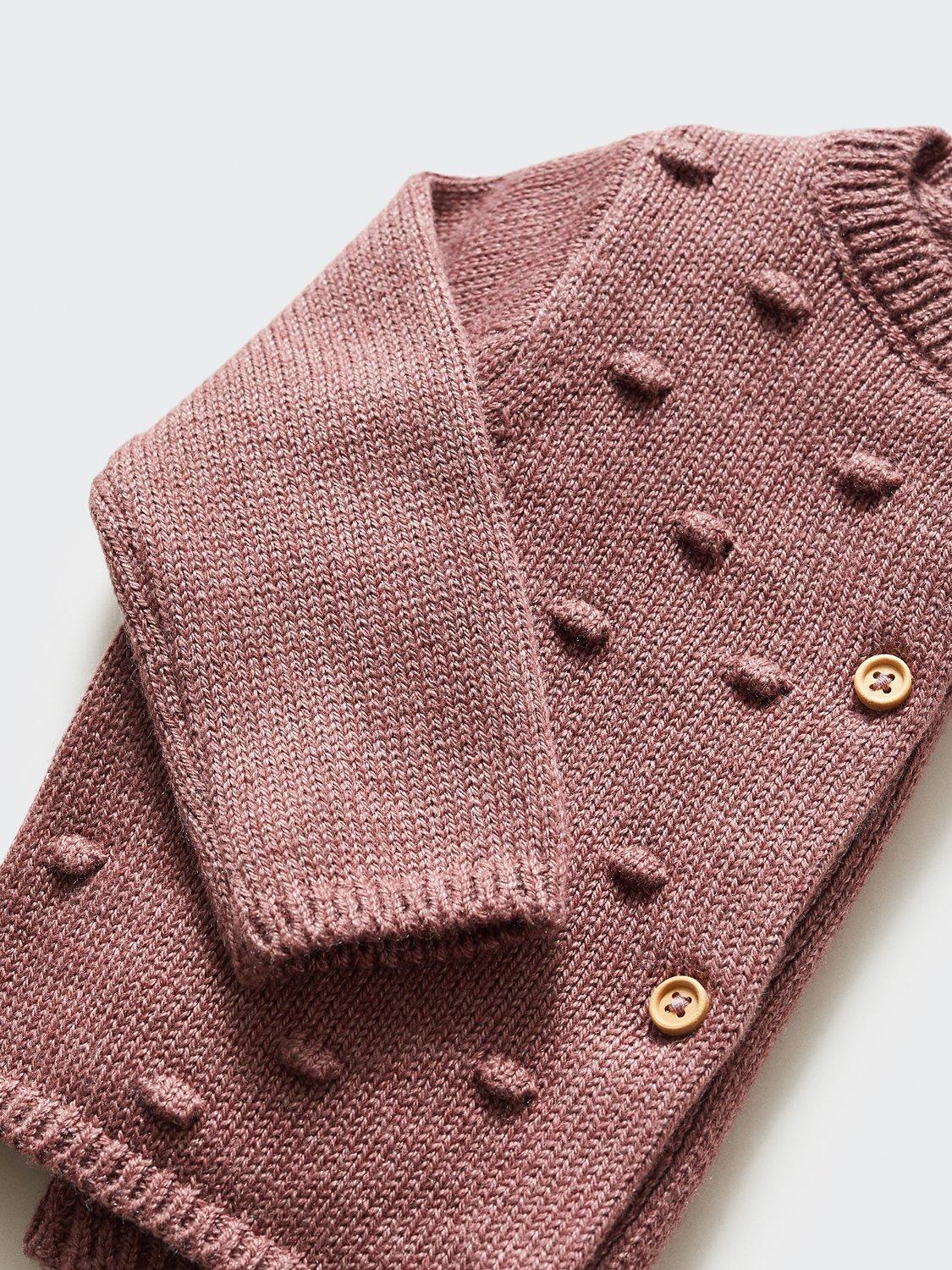 Product image 4 of 4, which shows Mango Baby Lola Embroidered Knit Cardigan, Pink, 1-3 months