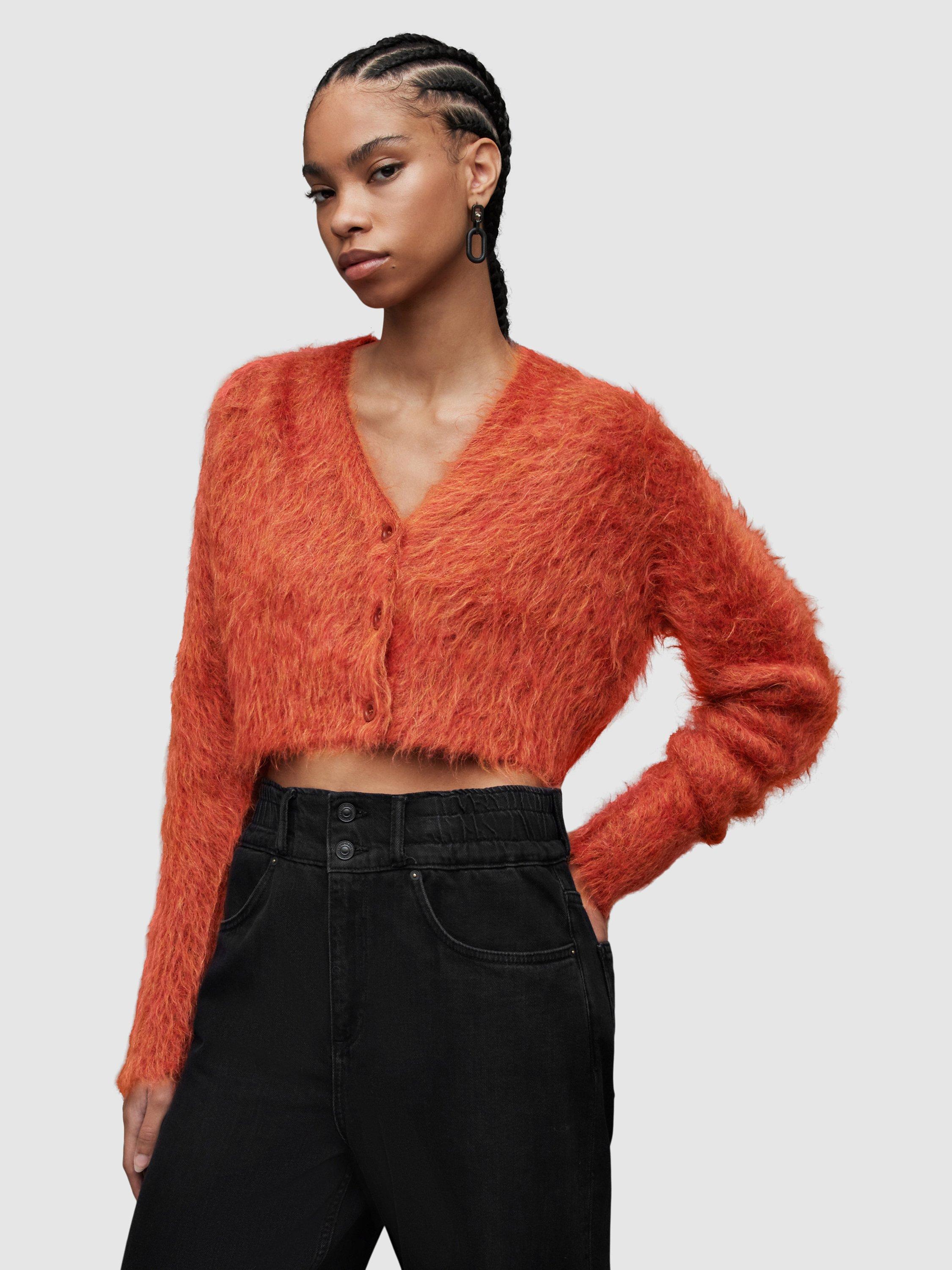 AllSaints Wick Cashmere Brushed Cardigan, Planet Red