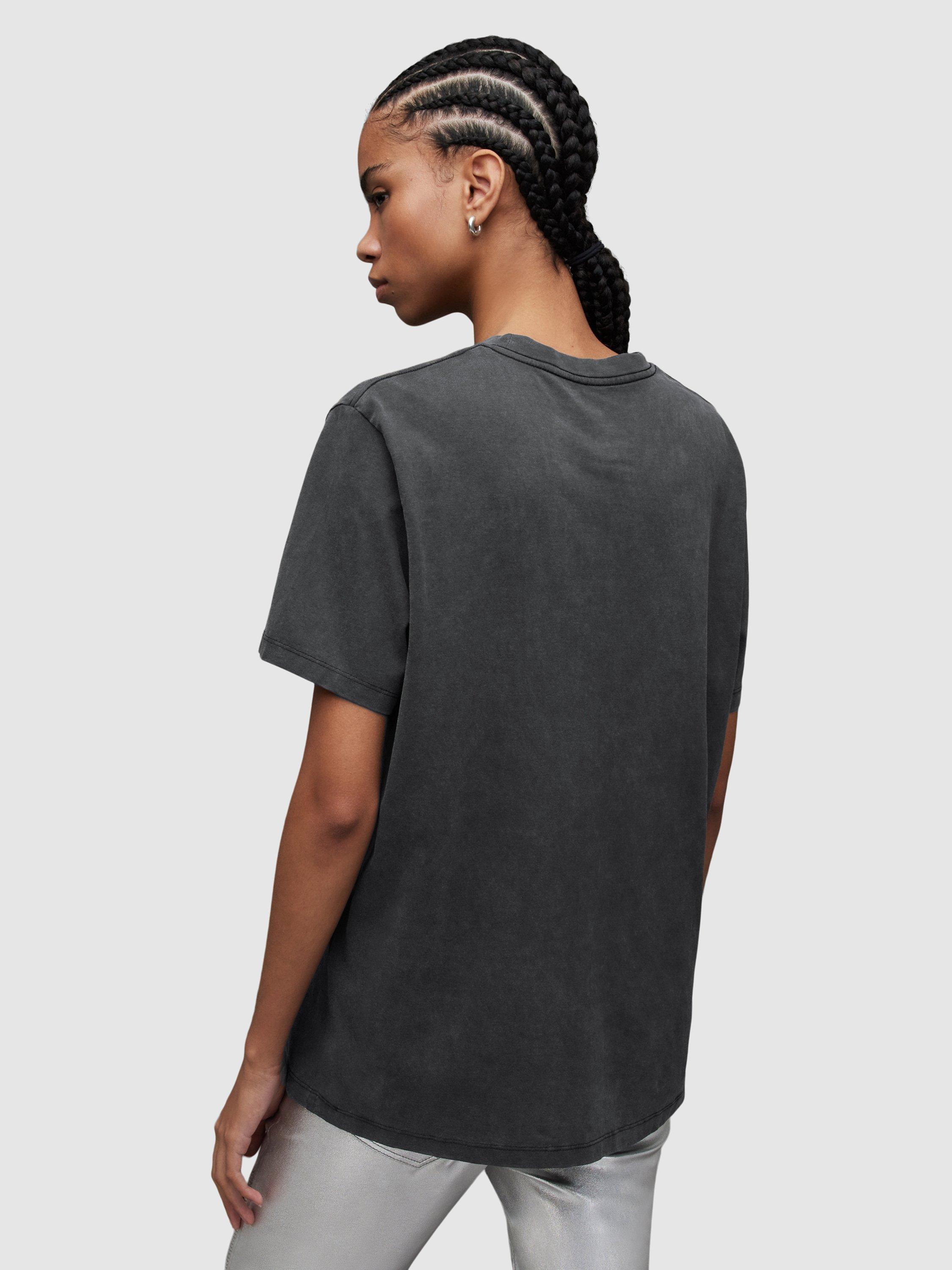 Product image 2 of 7, which shows AllSaints Interskulla Boyfriend T-Shirt, Washed Black, XS