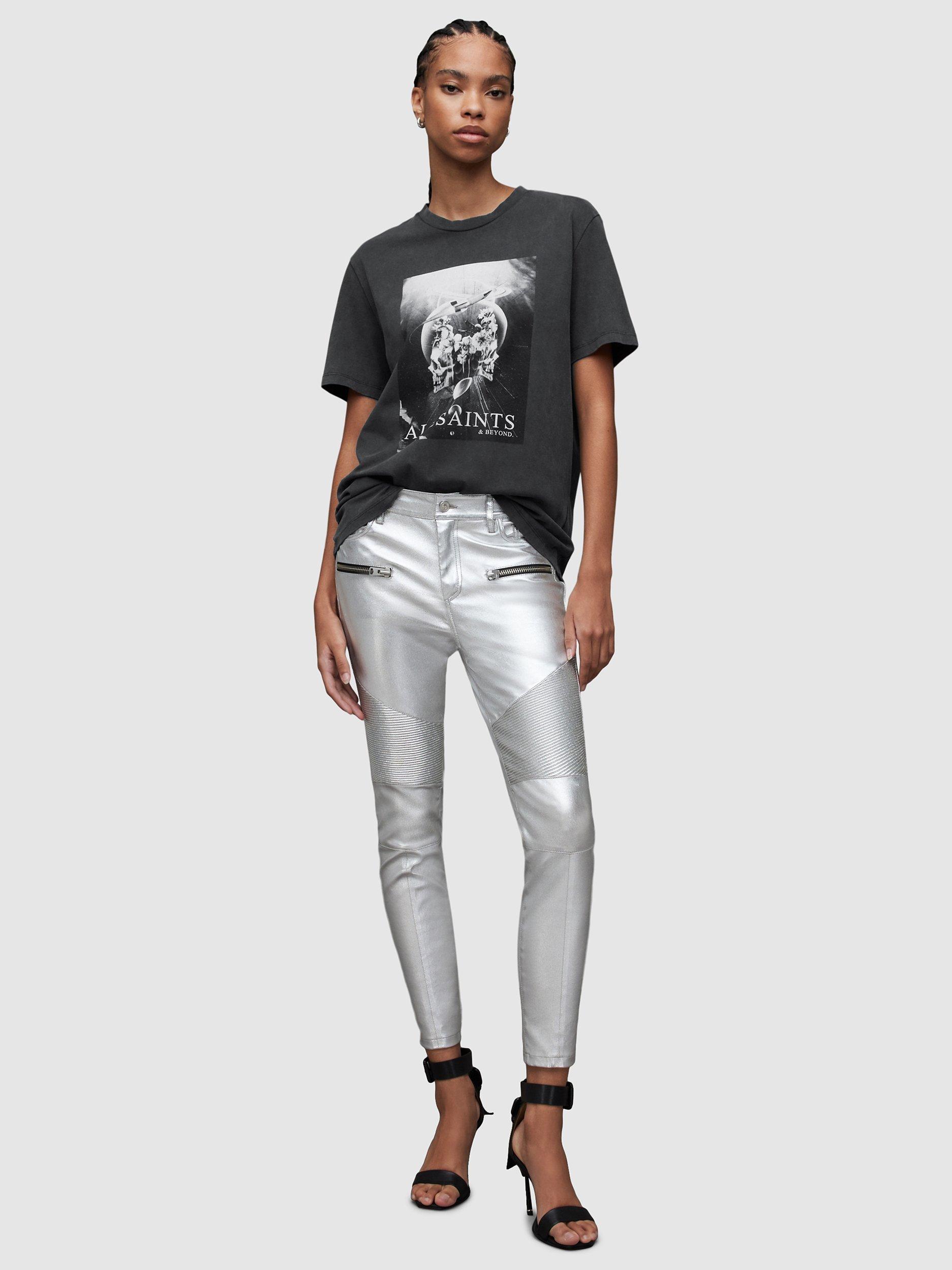 Product image 3 of 7, which shows AllSaints Interskulla Boyfriend T-Shirt, Washed Black, XS