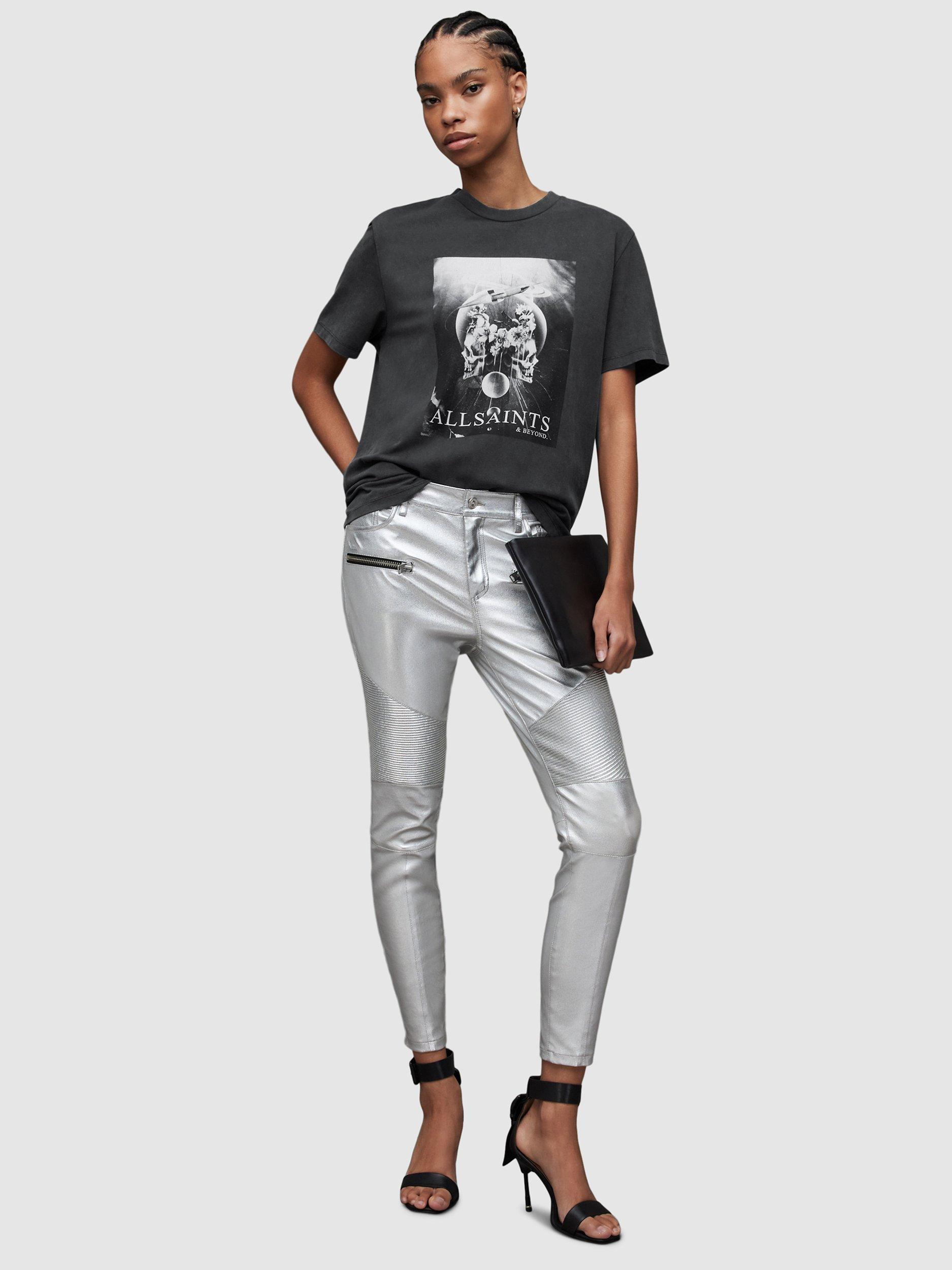 Product image 7 of 7, which shows AllSaints Interskulla Boyfriend T-Shirt, Washed Black, XS