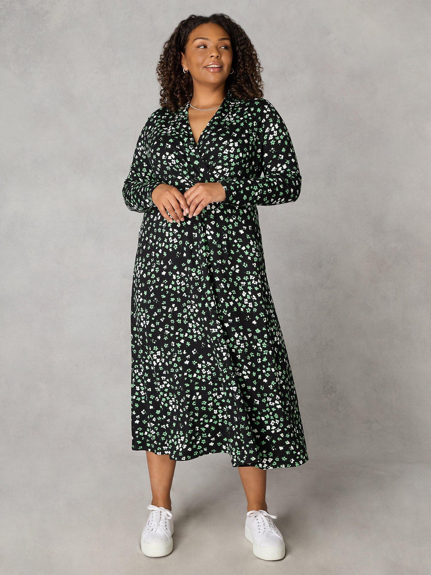 Live Unlimited Ditsy Print Midi Dress Green Multi