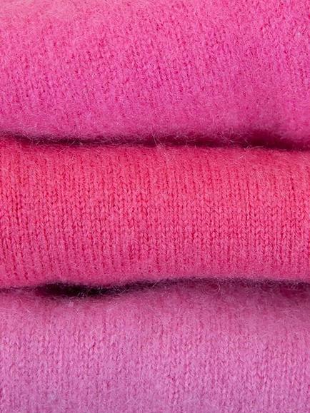 Celtic & Co. x Turtle Doves Recycled Cashmere Fingerless Gloves - view 2, Cherry Blossom