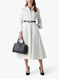 Jasper Conran London Full Skirt Midi Shirt Dress, White Winter