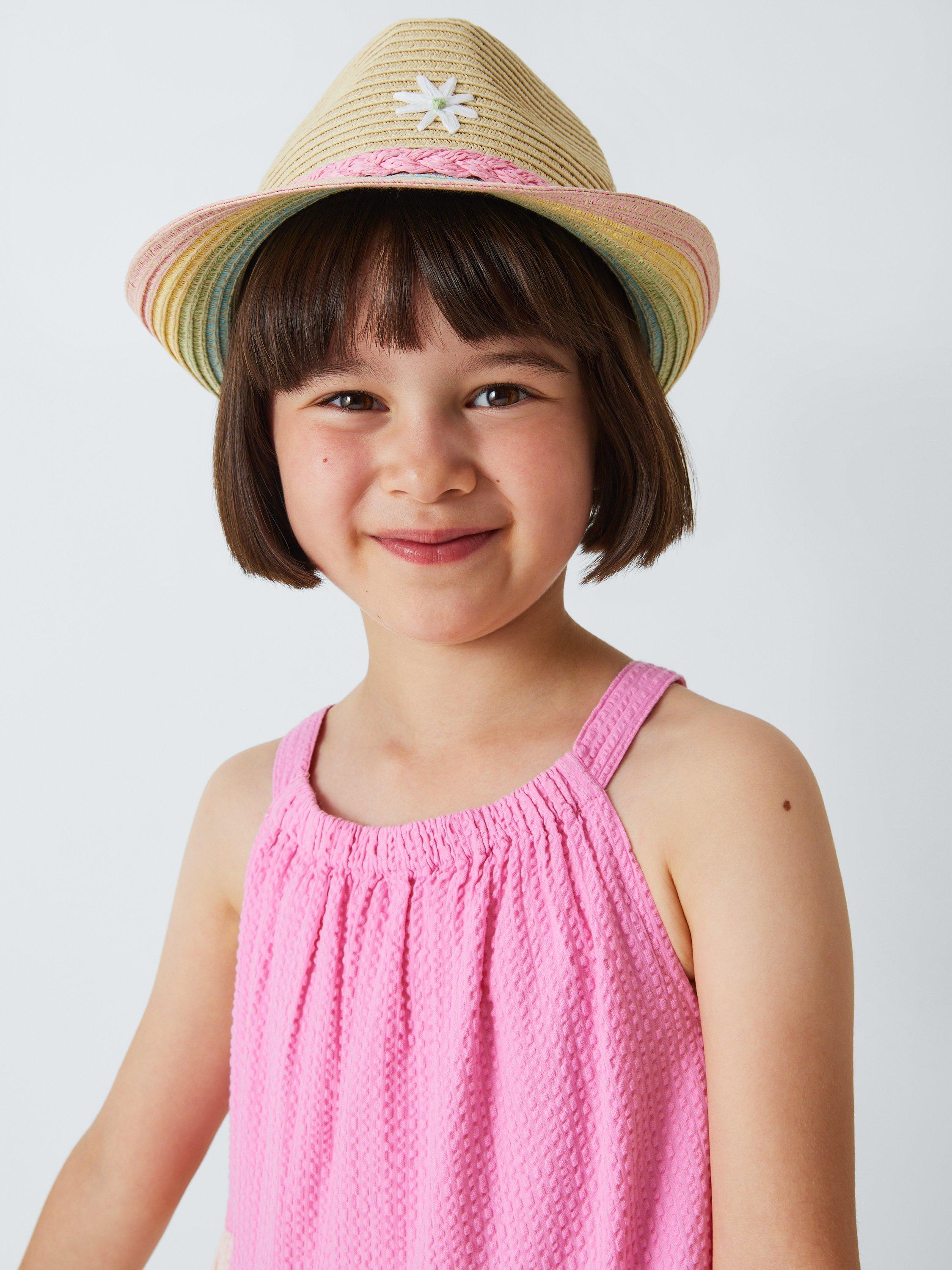 John Lewis Kids' Pastel Daisy Weave Trilby Hat, Natural/Multi