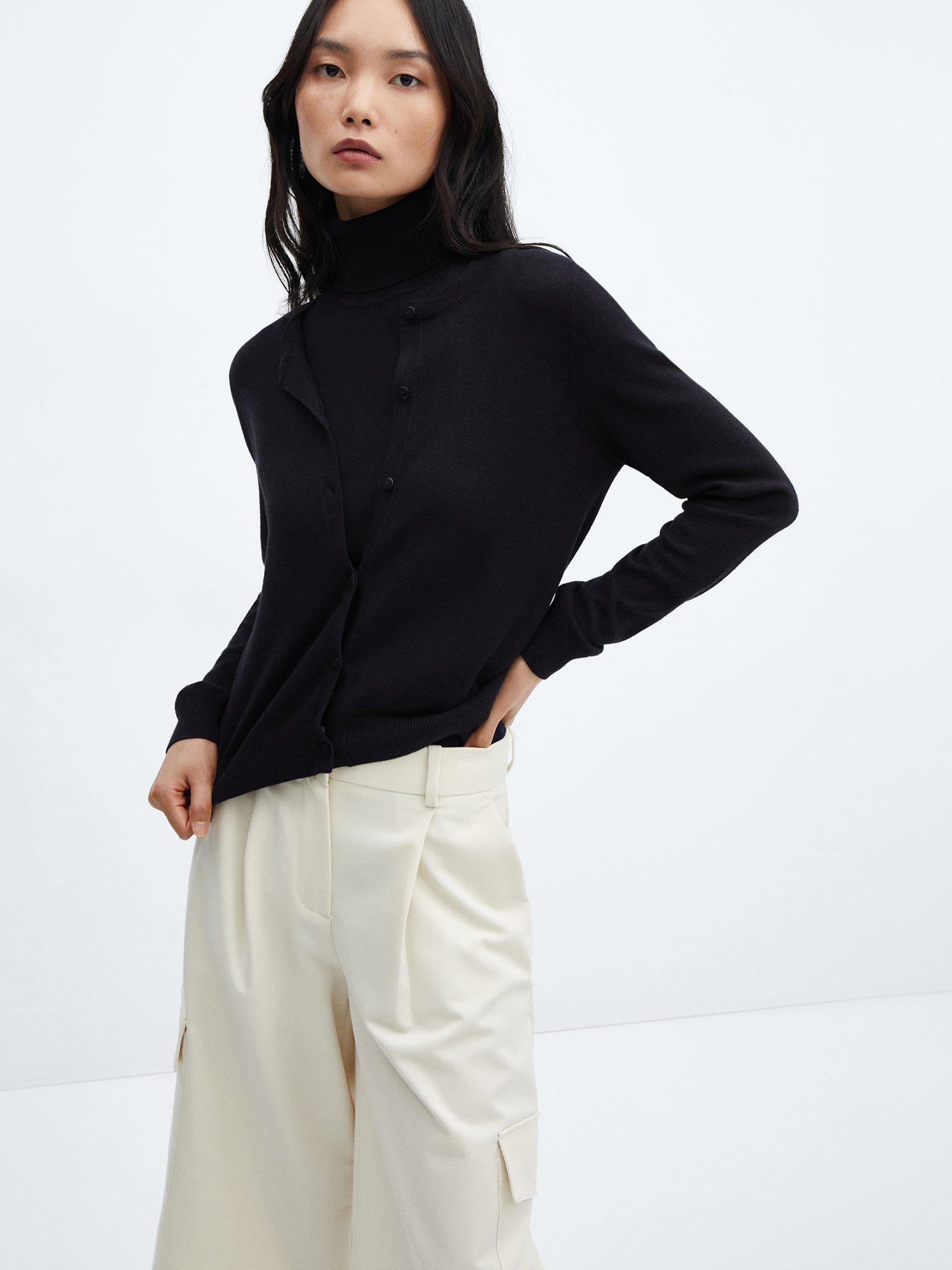 Mango Fine Knit Cardigan, Navy