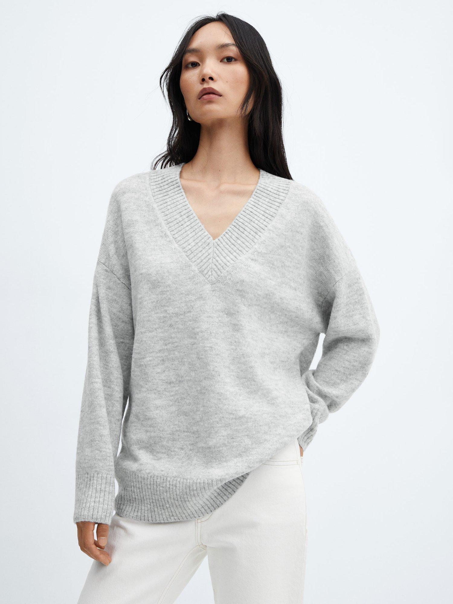 Mango Taldorav Wool Blend Jumper, Pastel Grey