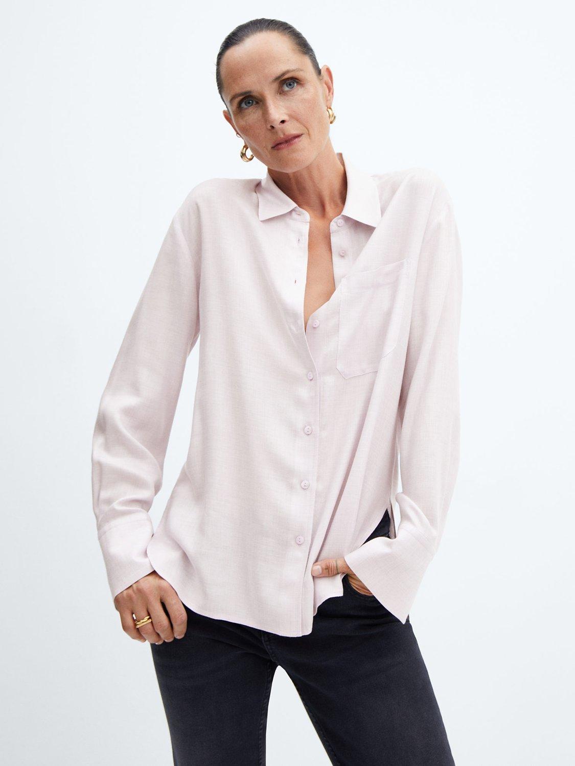 Mango Galin Flowy Shirt, Pastel Pink