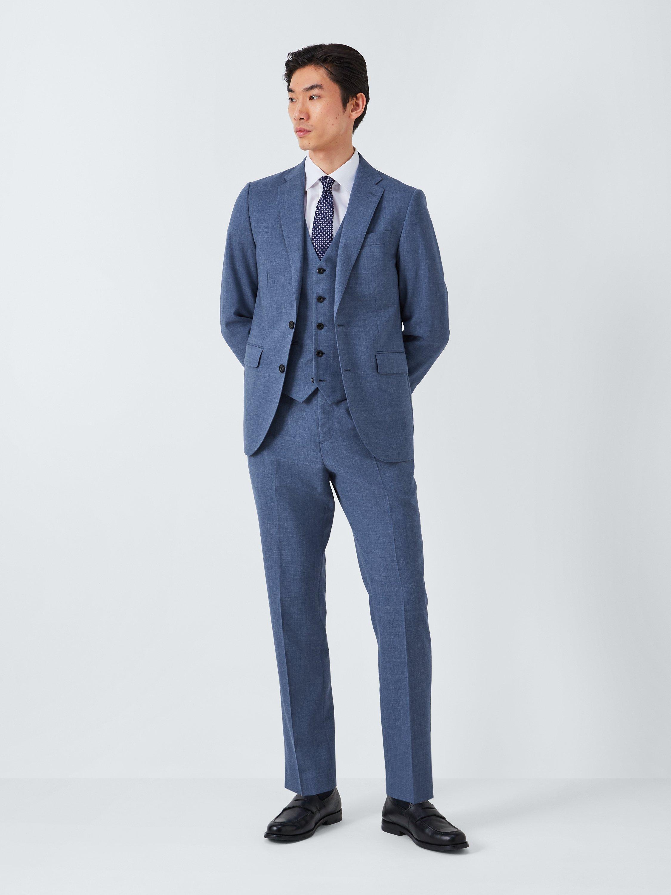 Product image 3 of 7, which shows John Lewis Warwick Wool Melange Regular Fit Waistcoat, Mid Blue, 46R