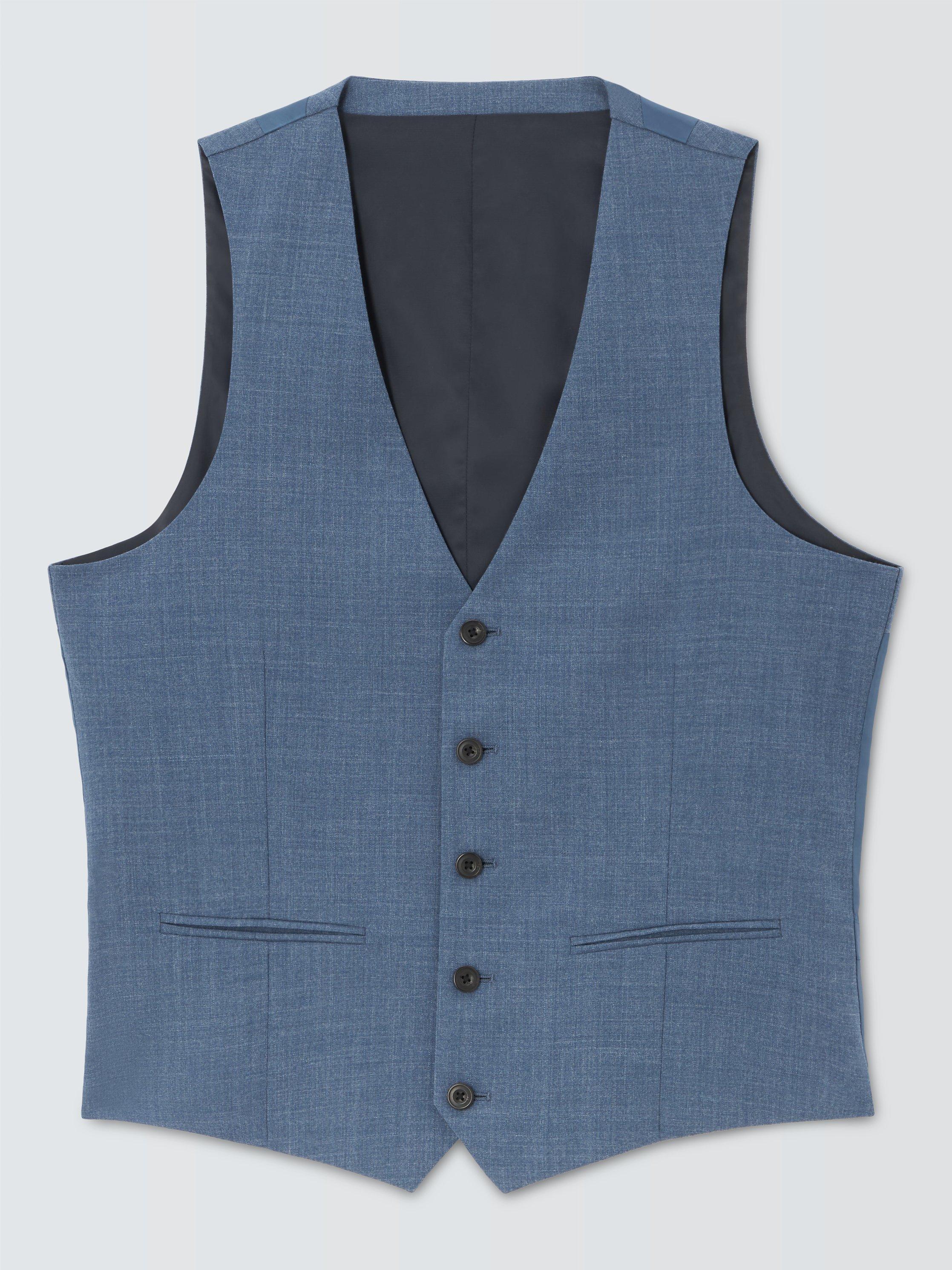Product image 4 of 7, which shows John Lewis Warwick Wool Melange Regular Fit Waistcoat, Mid Blue, 46R