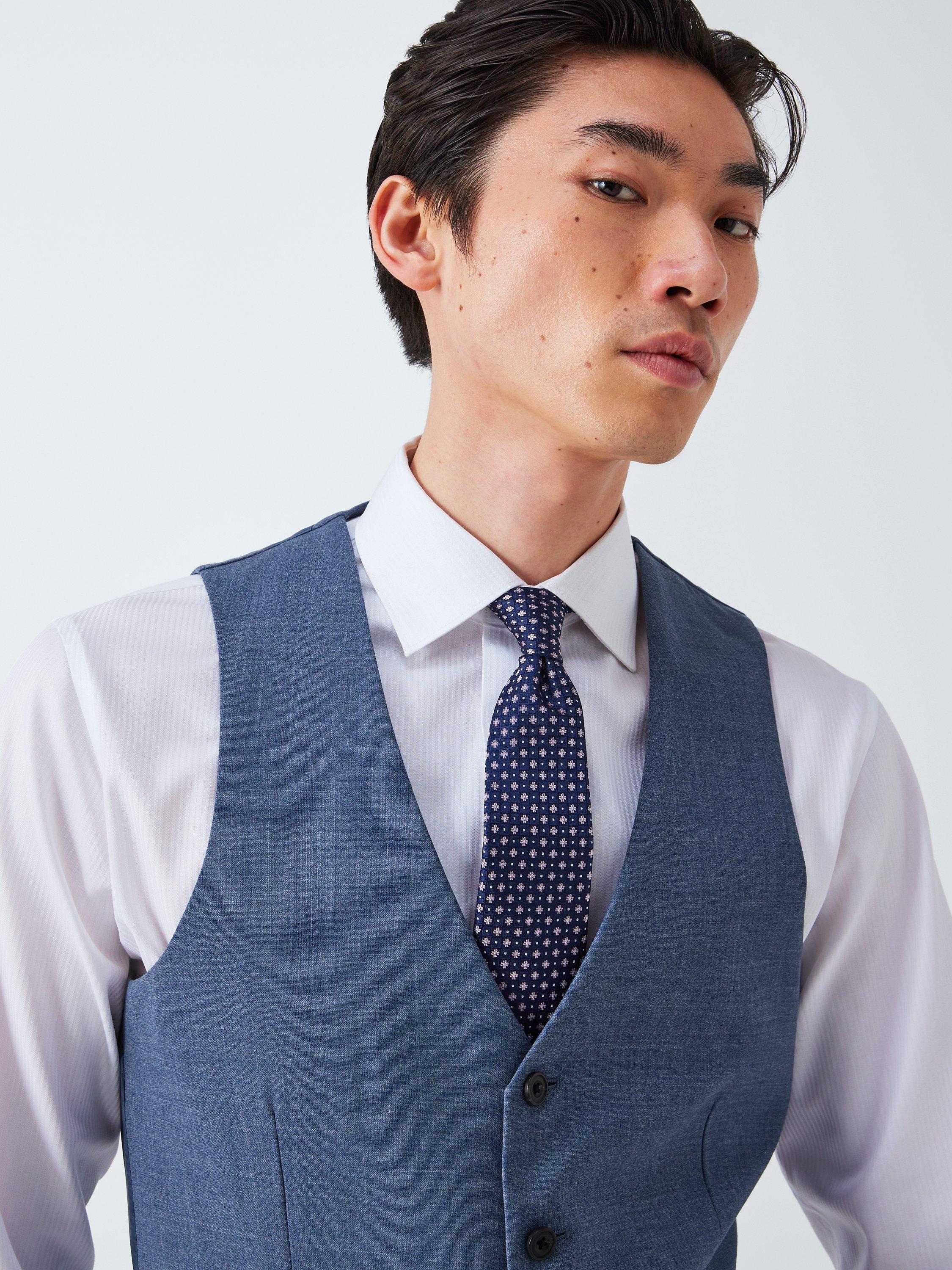 Product image 5 of 7, which shows John Lewis Warwick Wool Melange Regular Fit Waistcoat, Mid Blue, 46R
