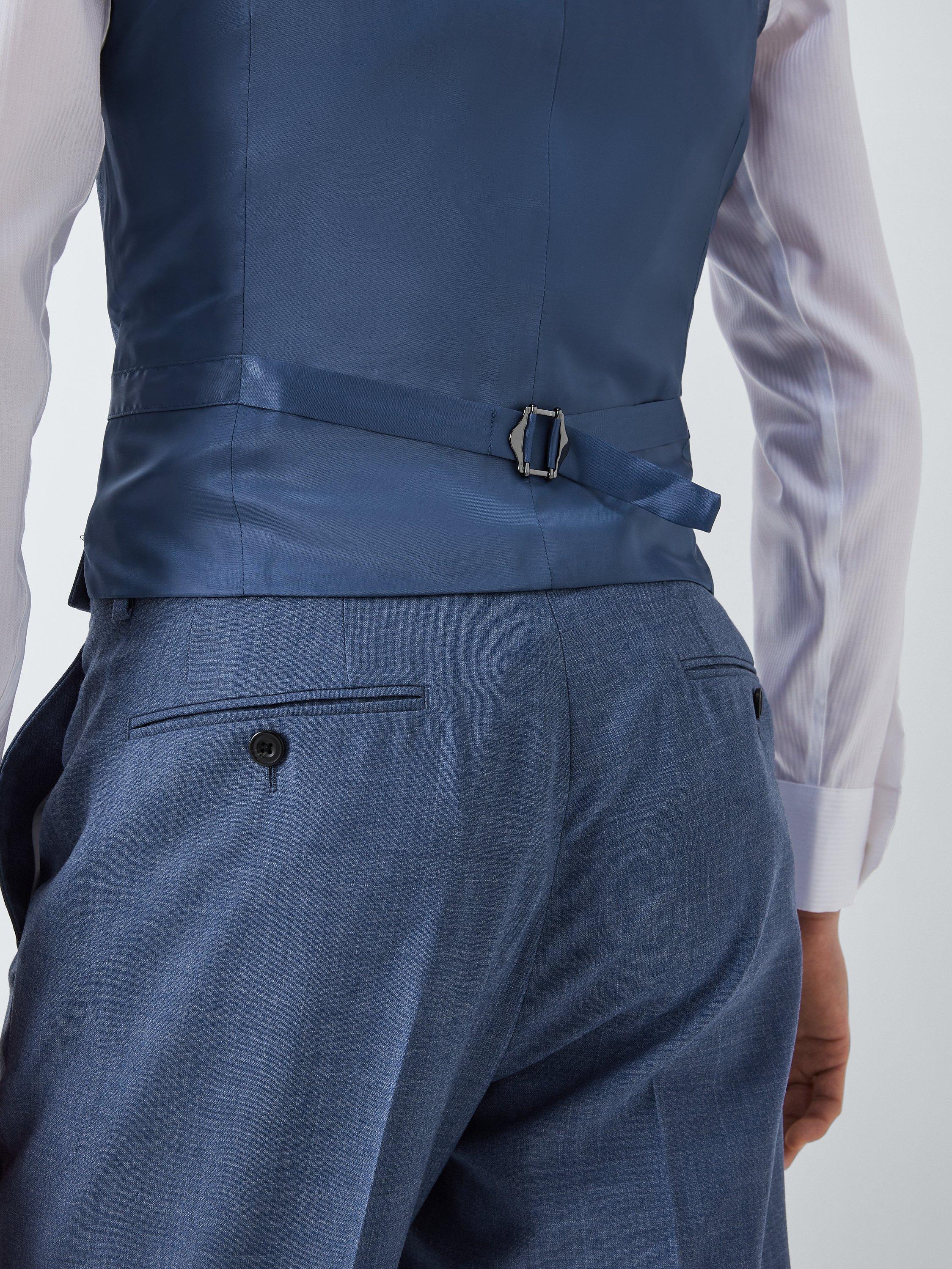 Product image 6 of 7, which shows John Lewis Warwick Wool Melange Regular Fit Waistcoat, Mid Blue, 46R