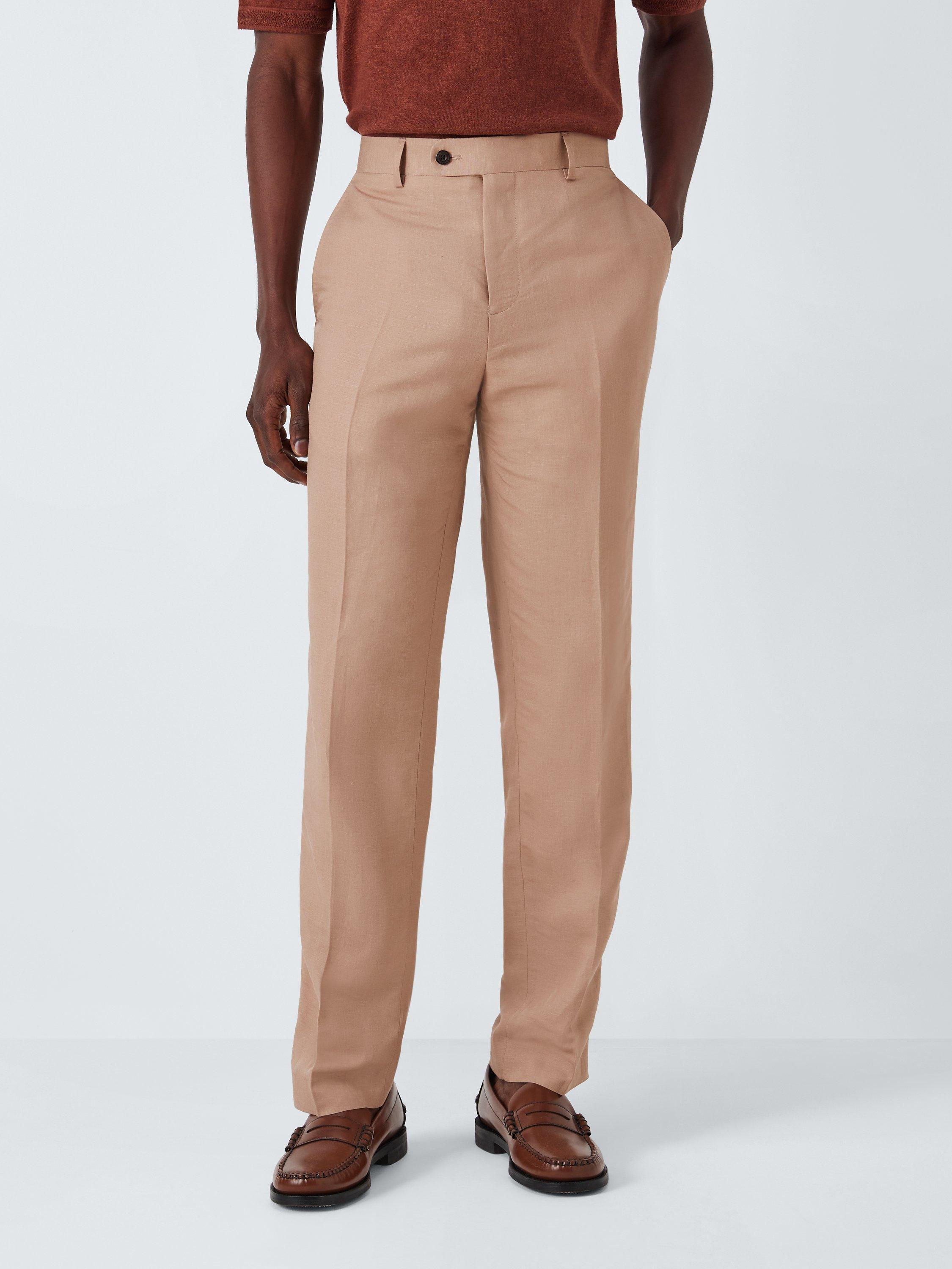 John Lewis Ashwell Linen Blend Regular Fit Suit Trousers, Sand